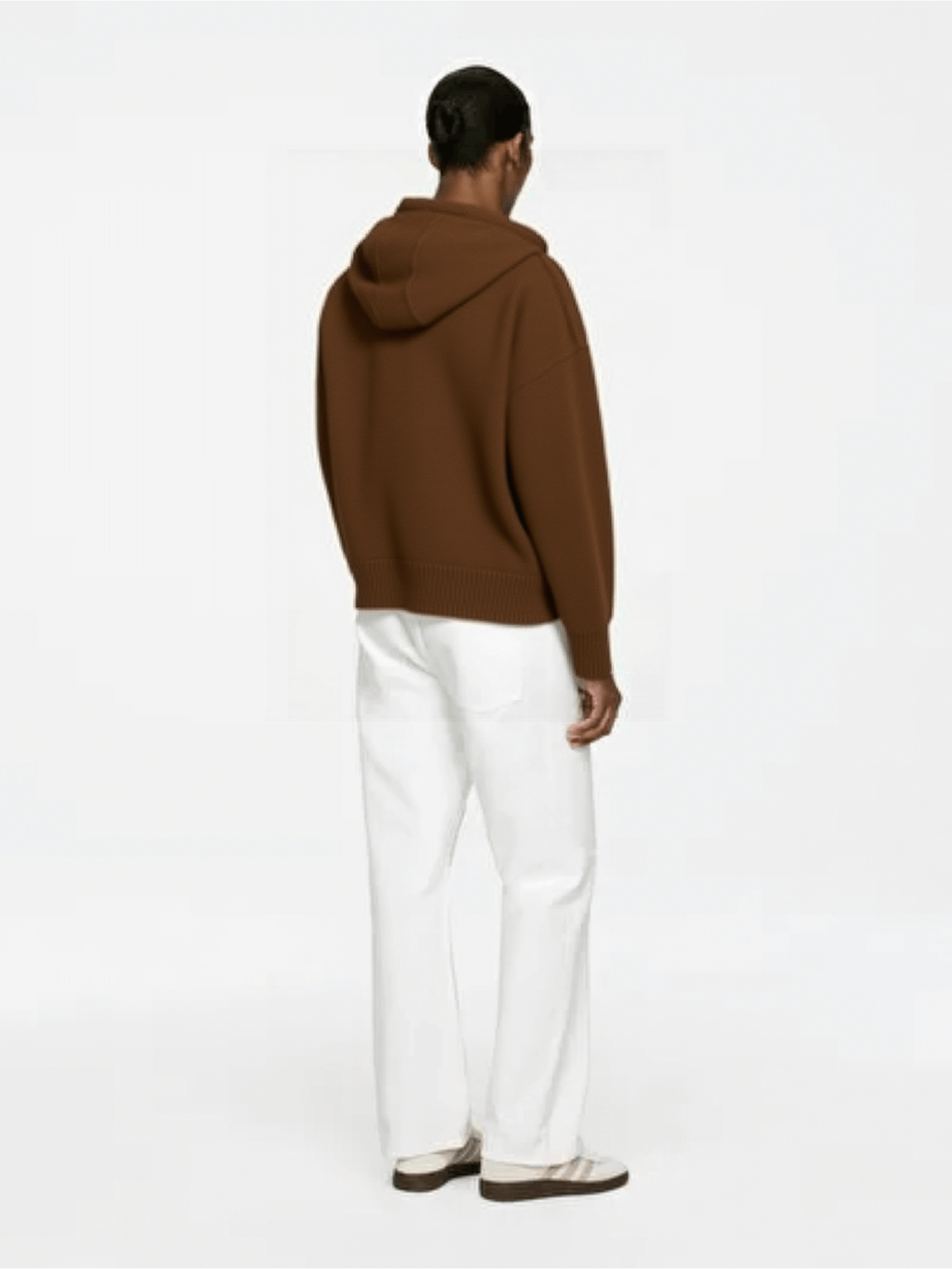 Brown Hooded Knit Sweater