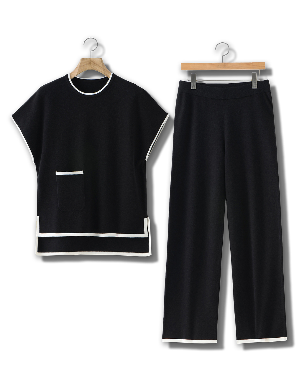 Black Contrast Knit Home Set