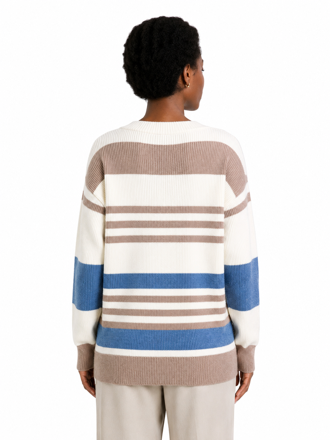 Women's Brown Off Shoulder Knit Sweater, Wide Neck Textured Pullover