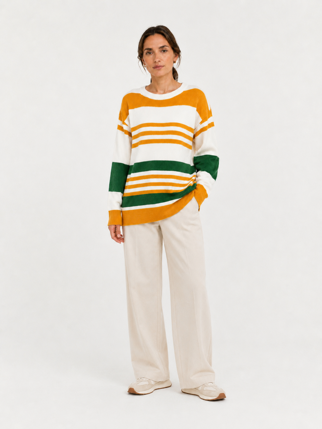 Women's Orange Off Shoulder Knit Sweater, Wide Neck Textured Pullover