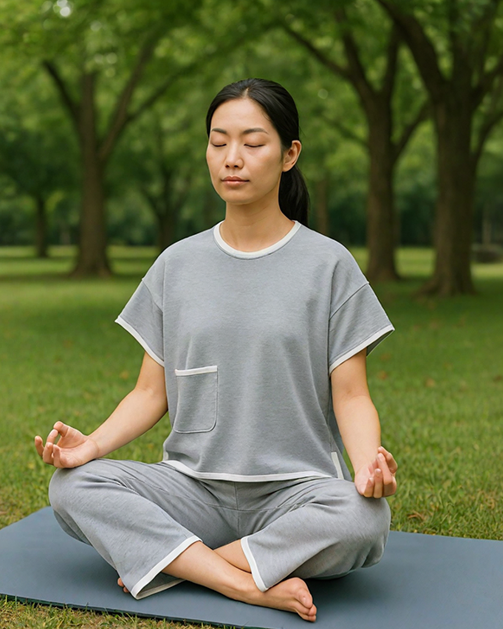 Light Gray Contrast Knit Loungewear Set