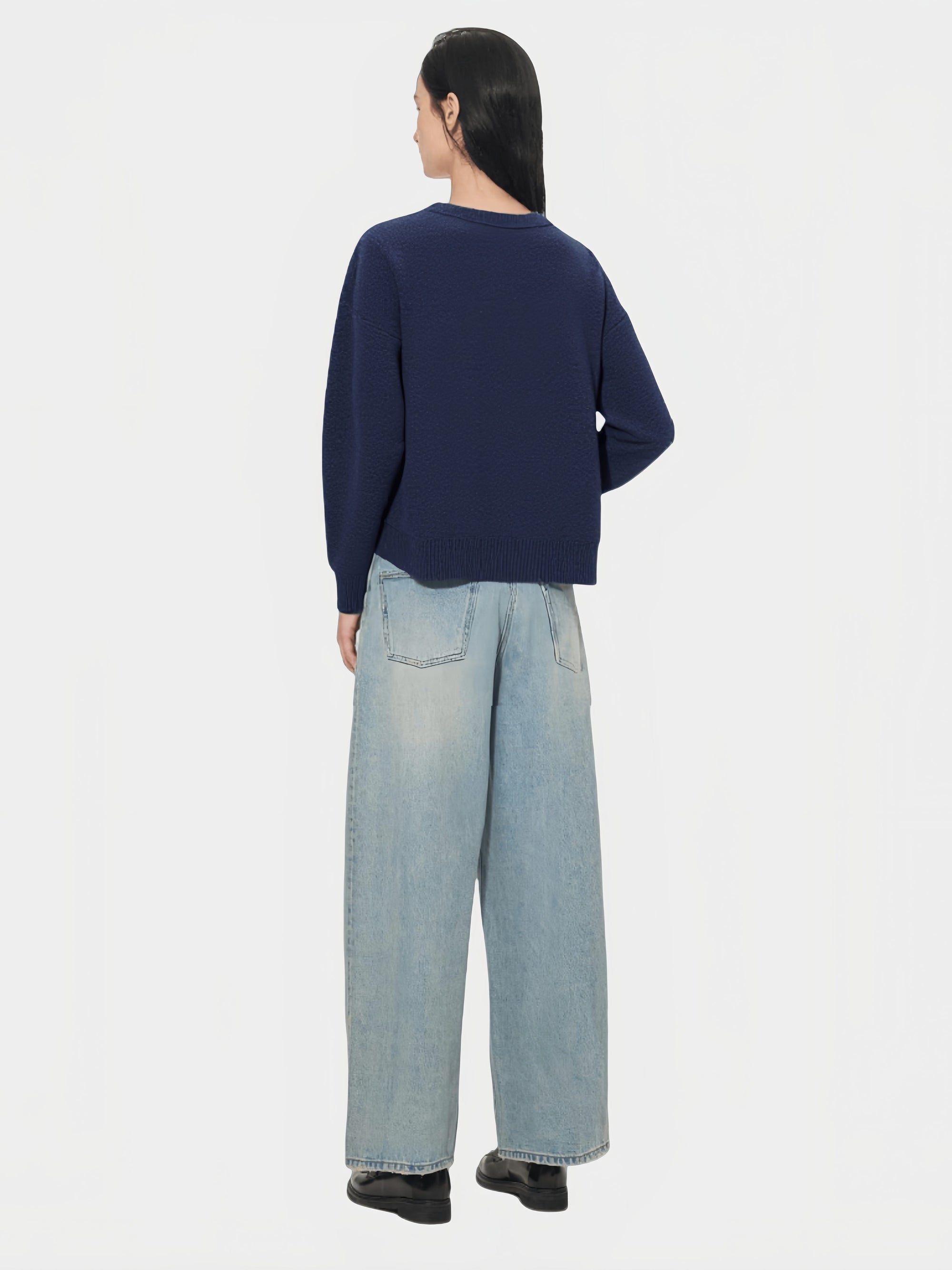 Navy V - Neck Knit Cardigan