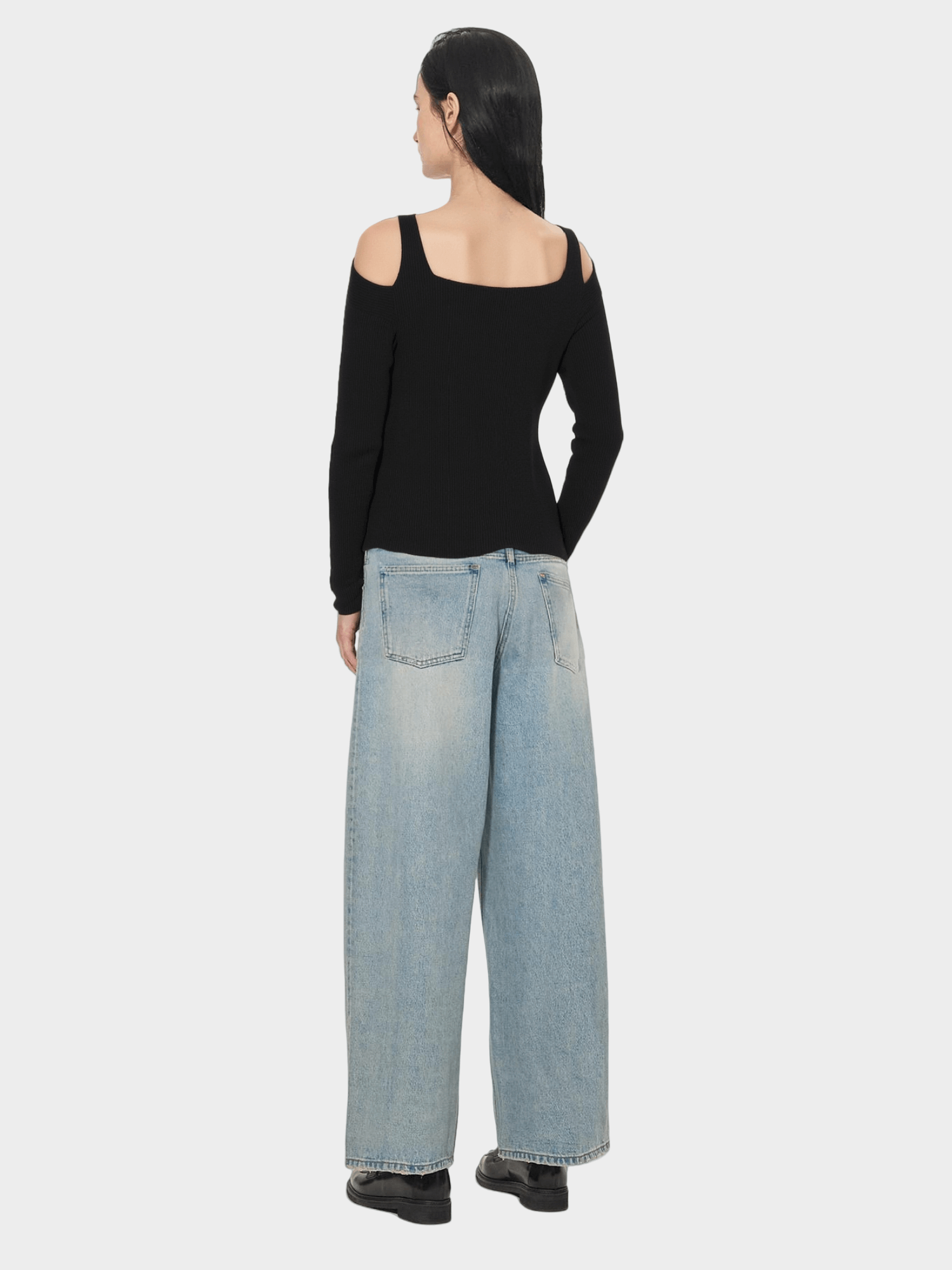 Black Cold - Shoulder Knit Top