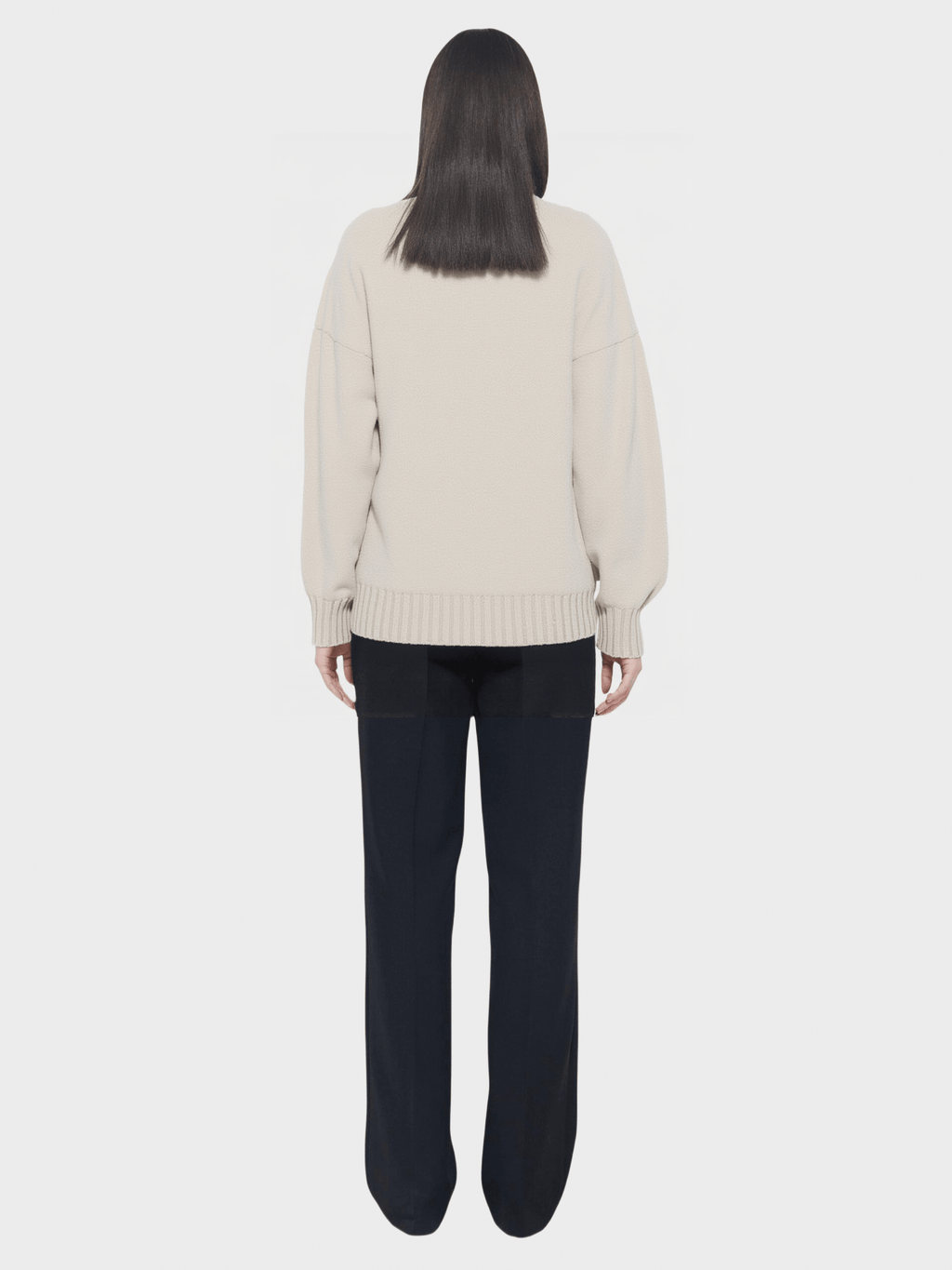 Beige Oversized Turtleneck Sweater