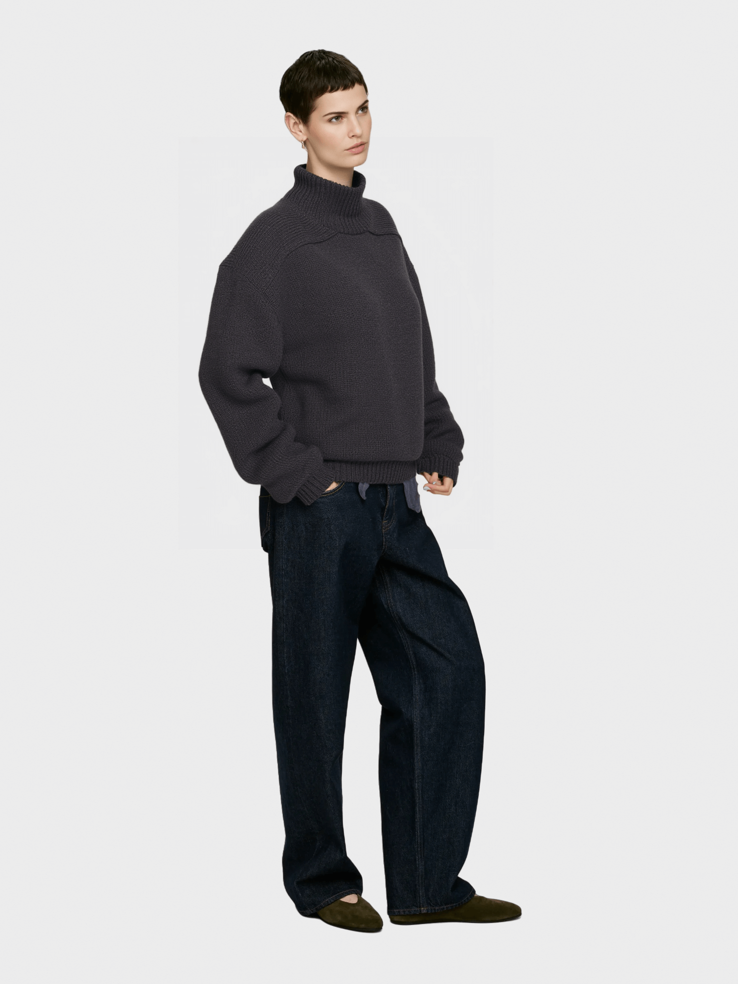 Charcoal Oversized Turtleneck Sweater