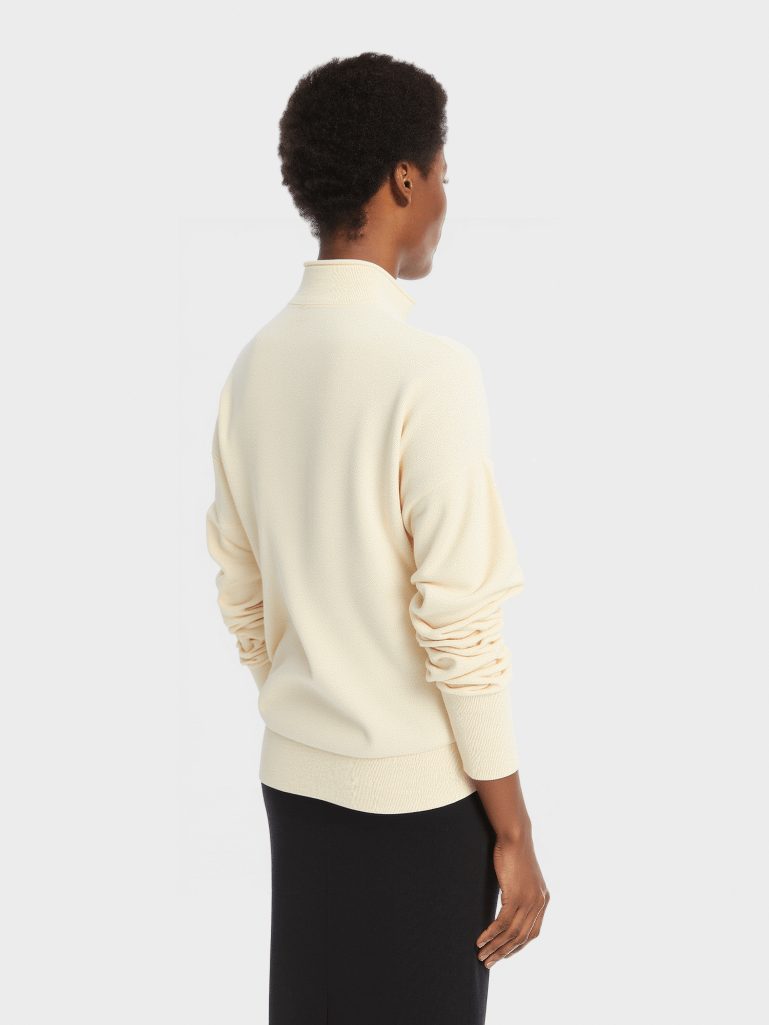 Cream Mock Neck Knit Sweater