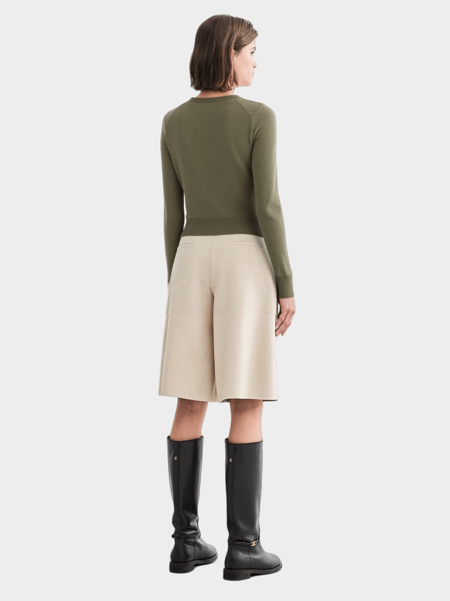 Olive Green Cropped Cardigan