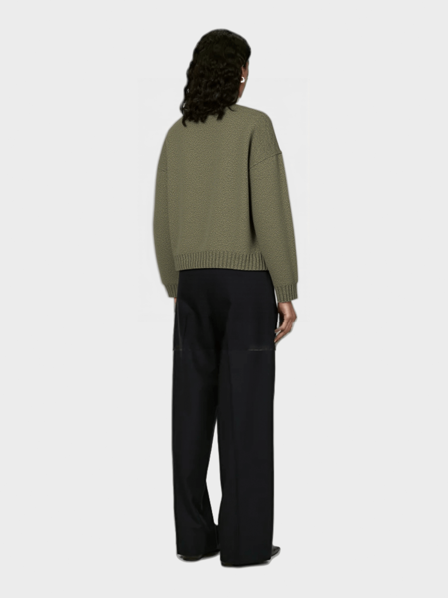 Olive Green Mock Neck Knit Sweater