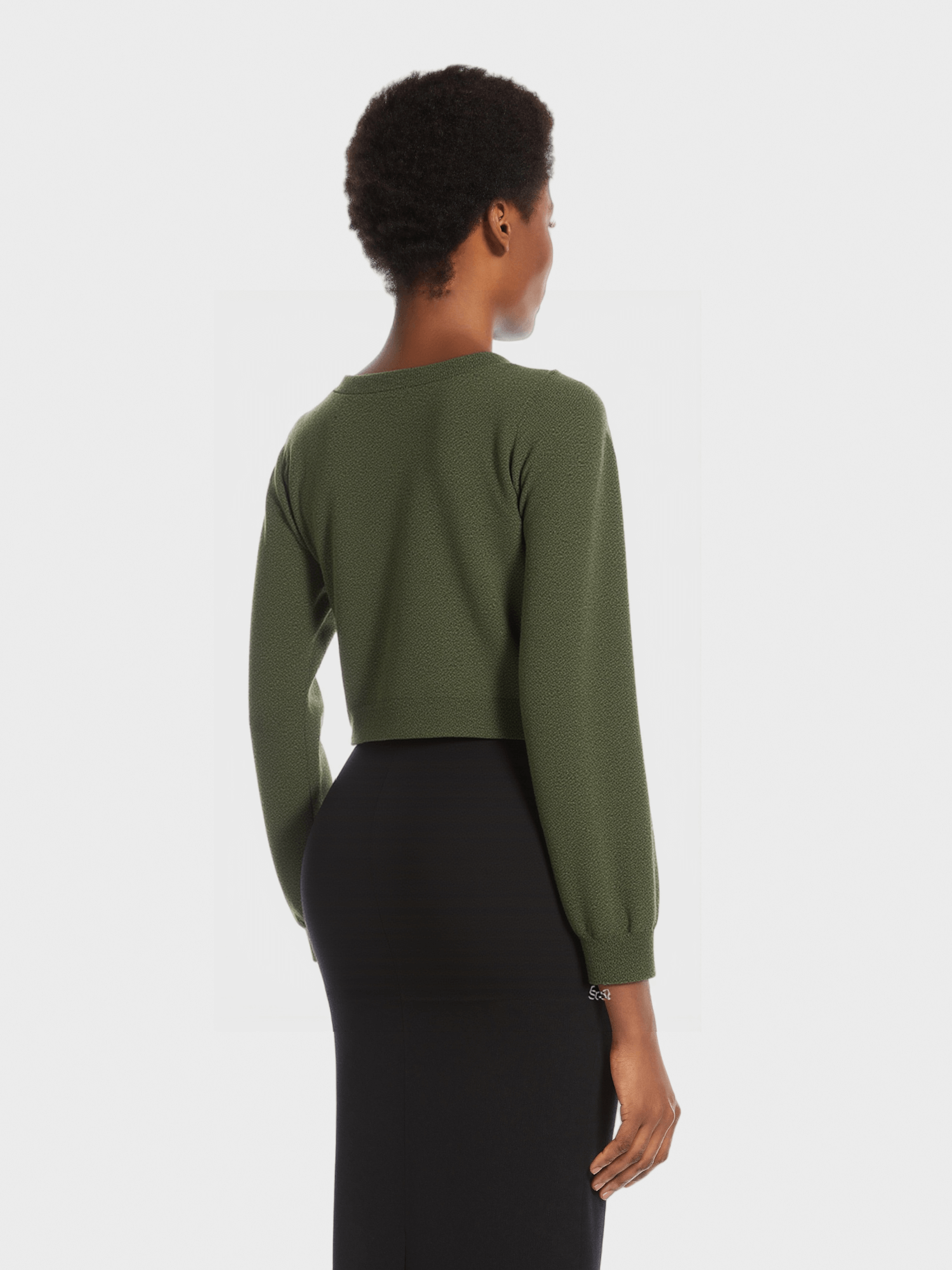 Olive Green Cropped Knit Cardigan