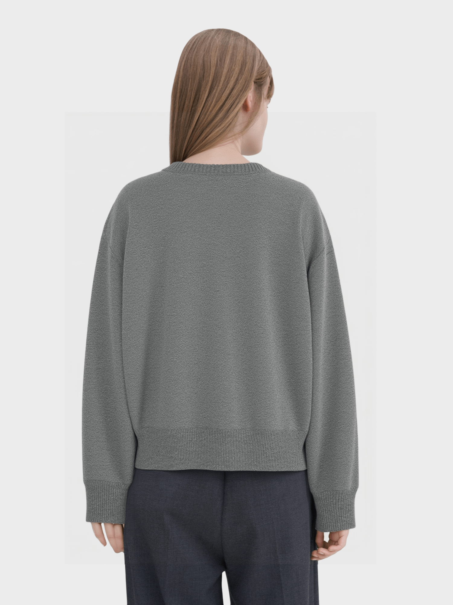 Grey Asymmetric Button Knit Sweater