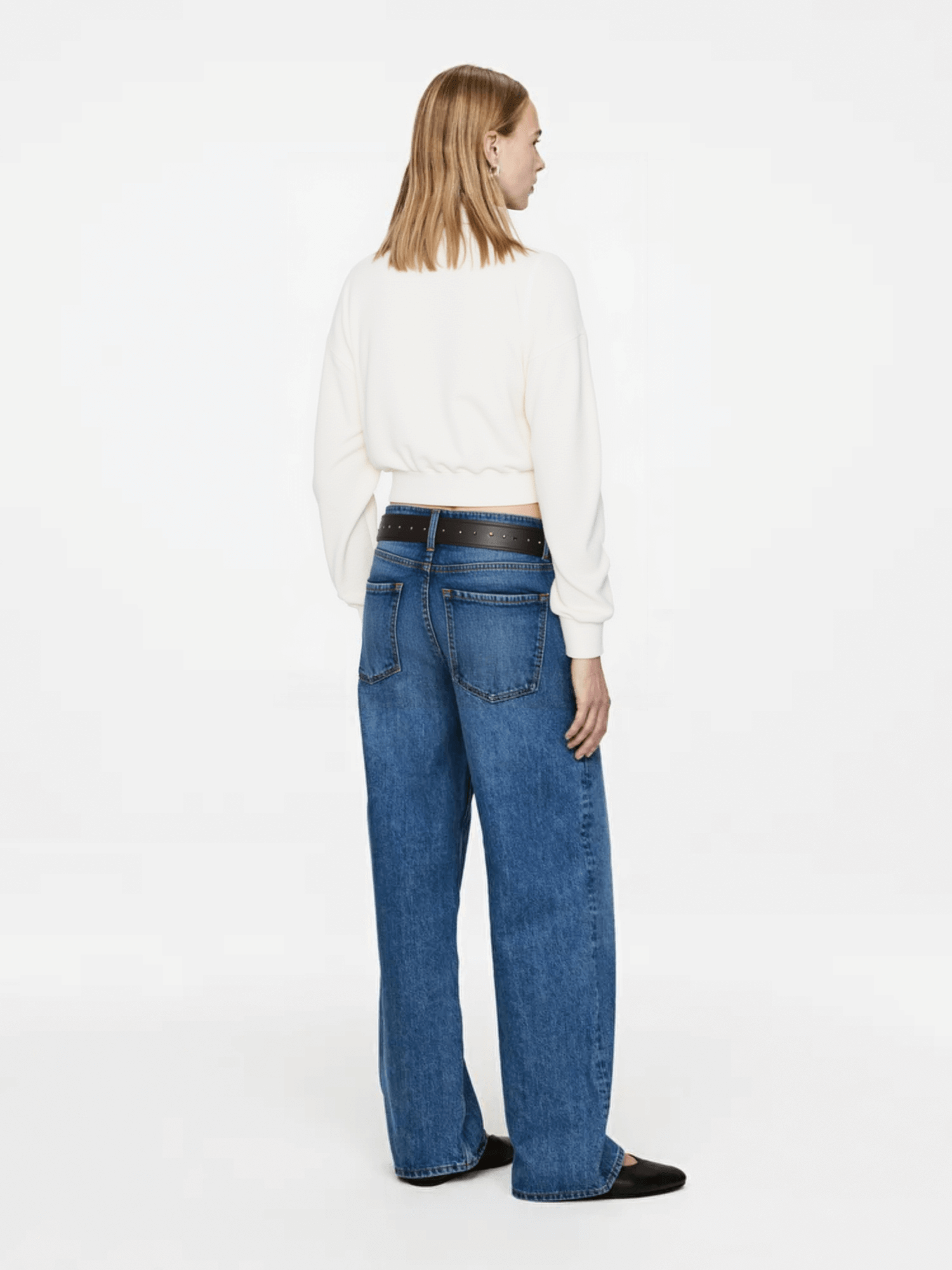 White Cropped Turtleneck Sweater