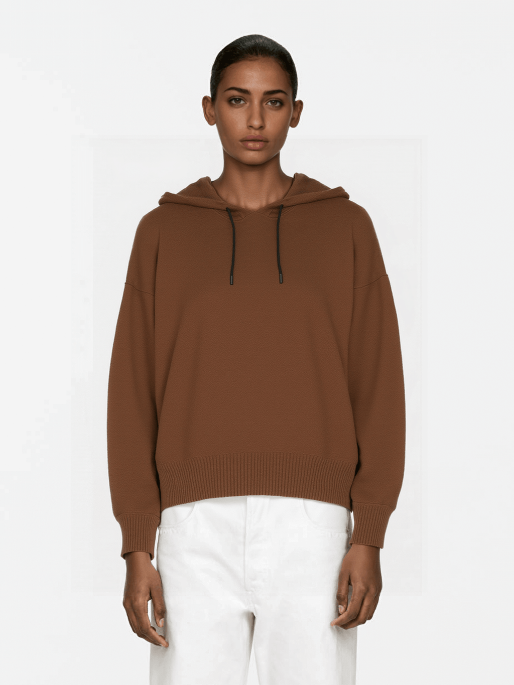 Brown Hooded Knit Sweater