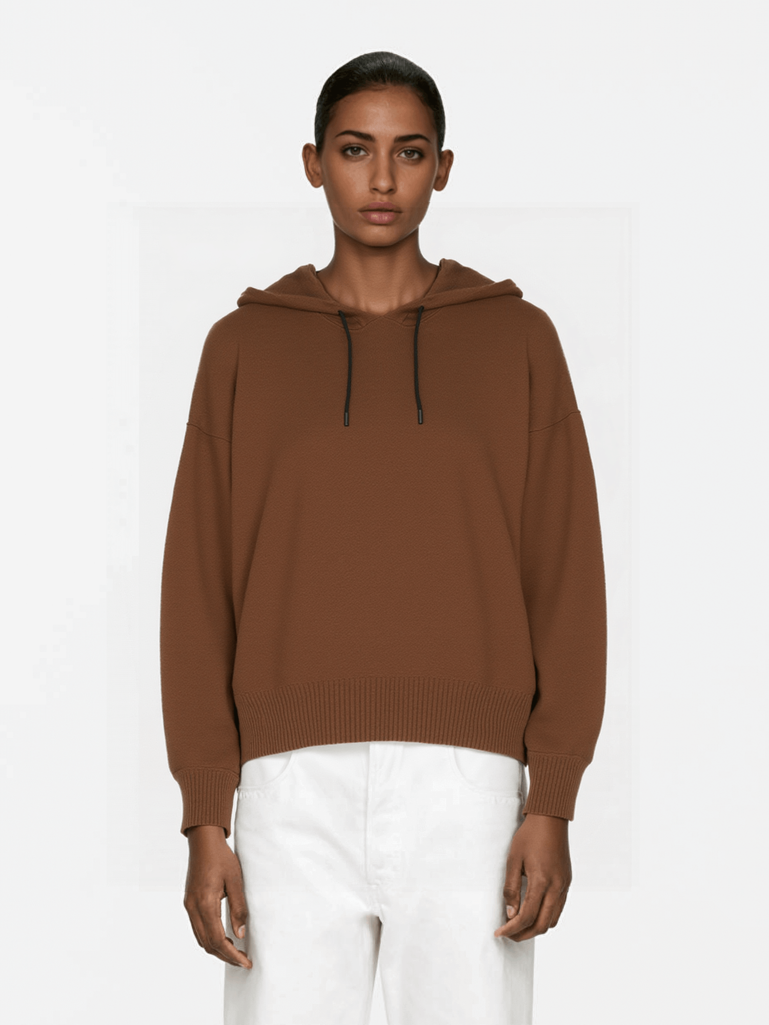 Brown Hooded Knit Sweater