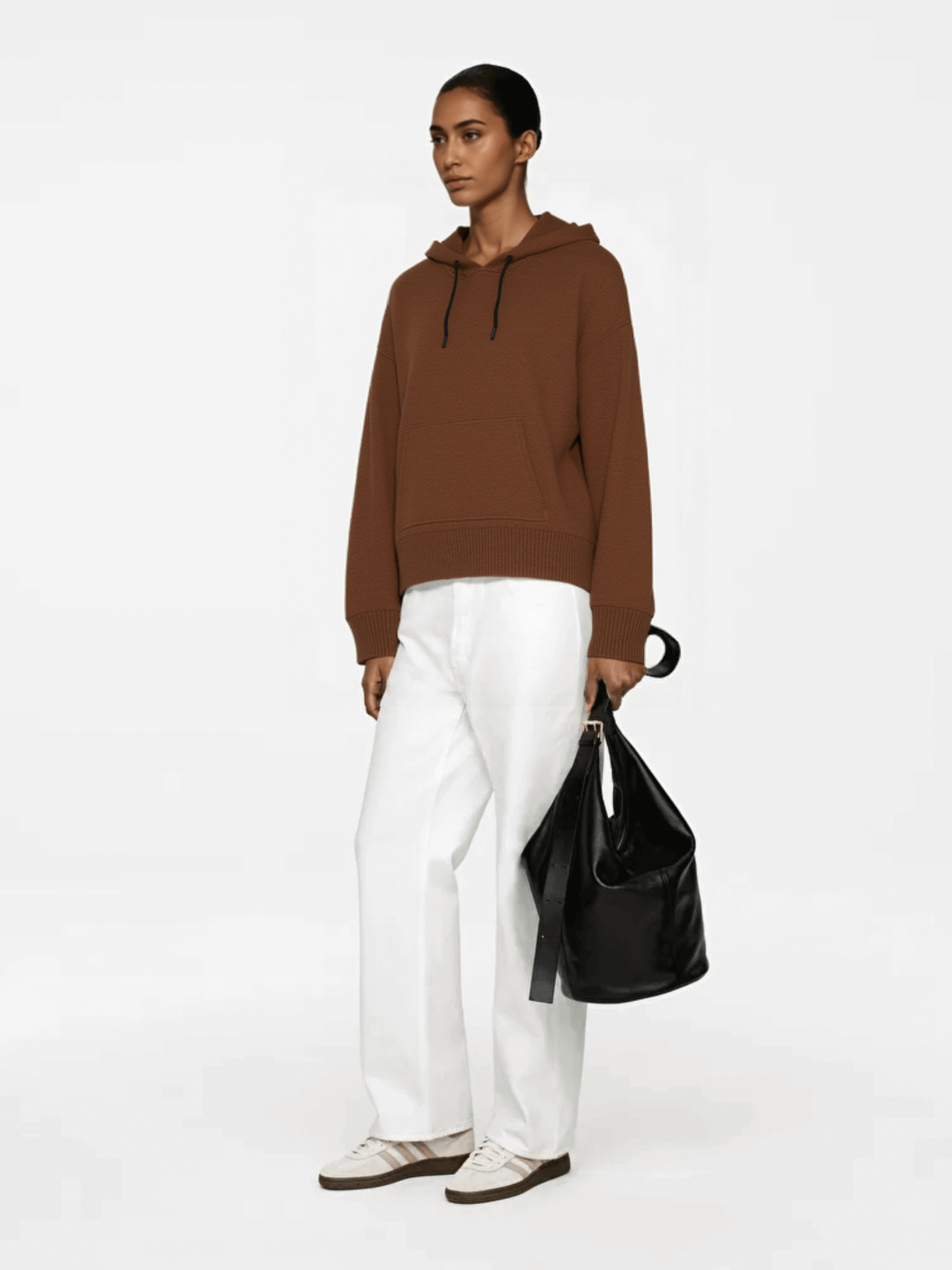 Brown Hooded Knit Sweater