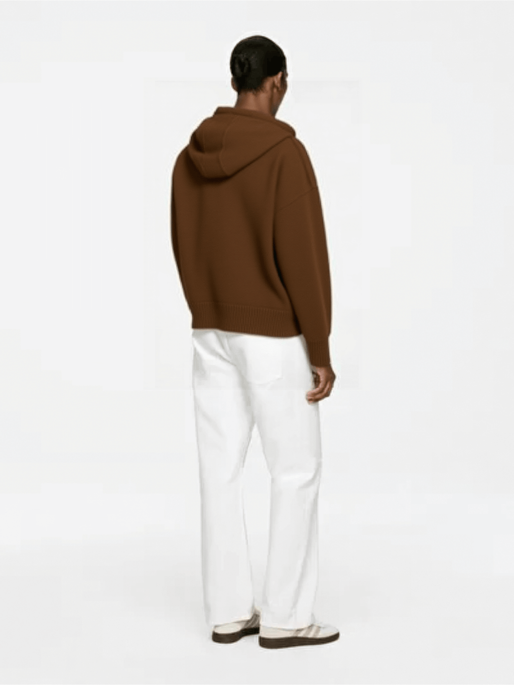 Brown Hooded Knit Sweater