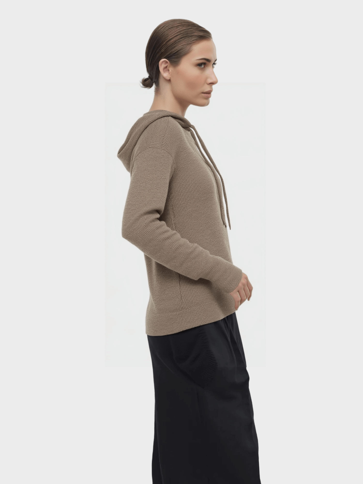 Taupe Hooded Knit Cardigan