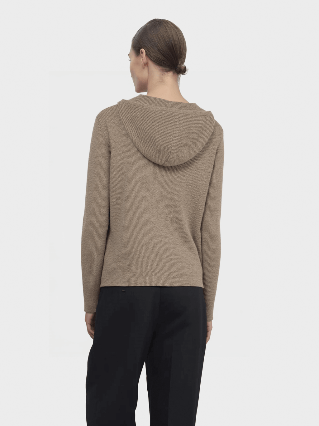 Taupe Hooded Knit Cardigan