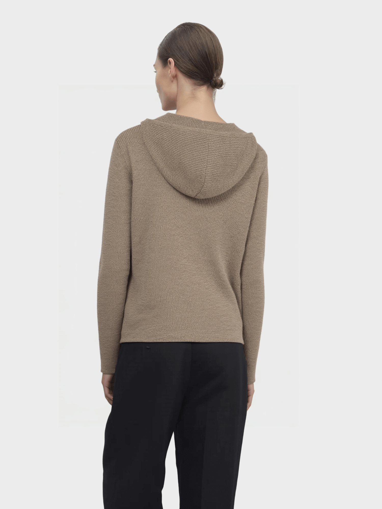 Taupe Hooded Knit Cardigan