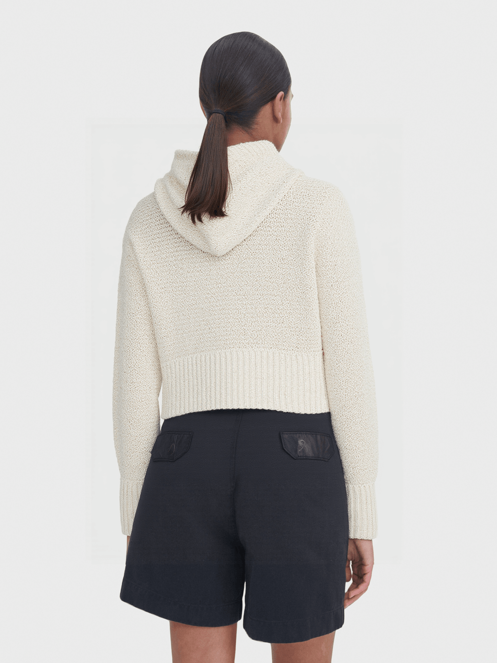 Cream Knit Hooded Sweater