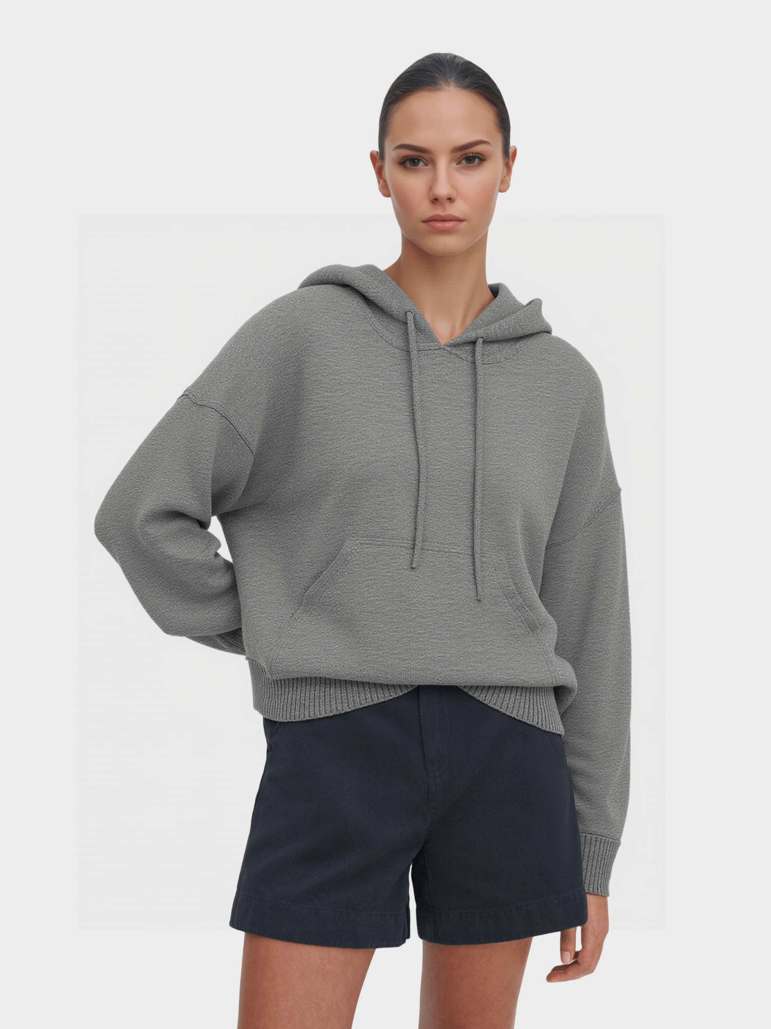 Grey Knit Hoodie