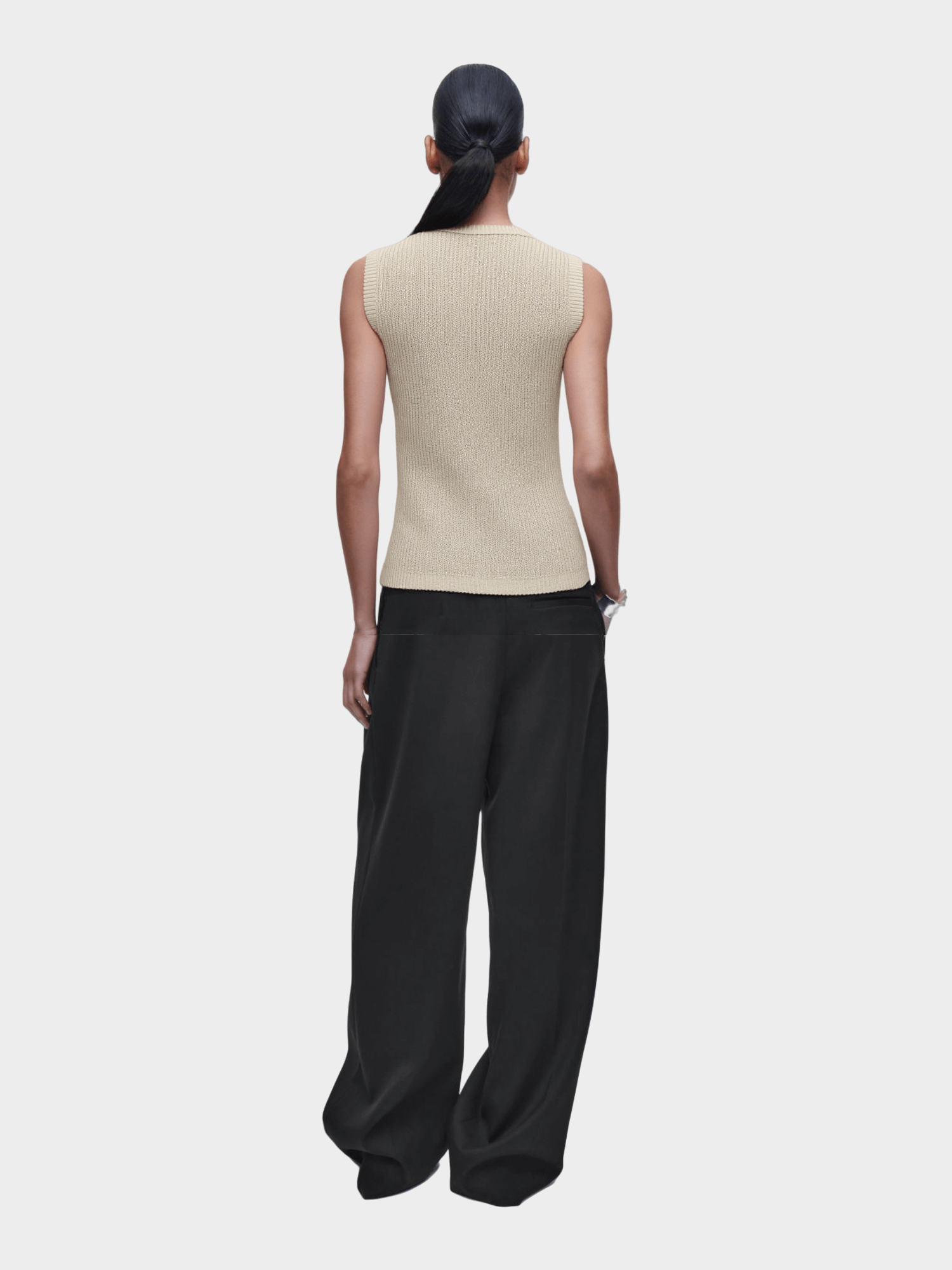 Cream Knit Vest with Pockets