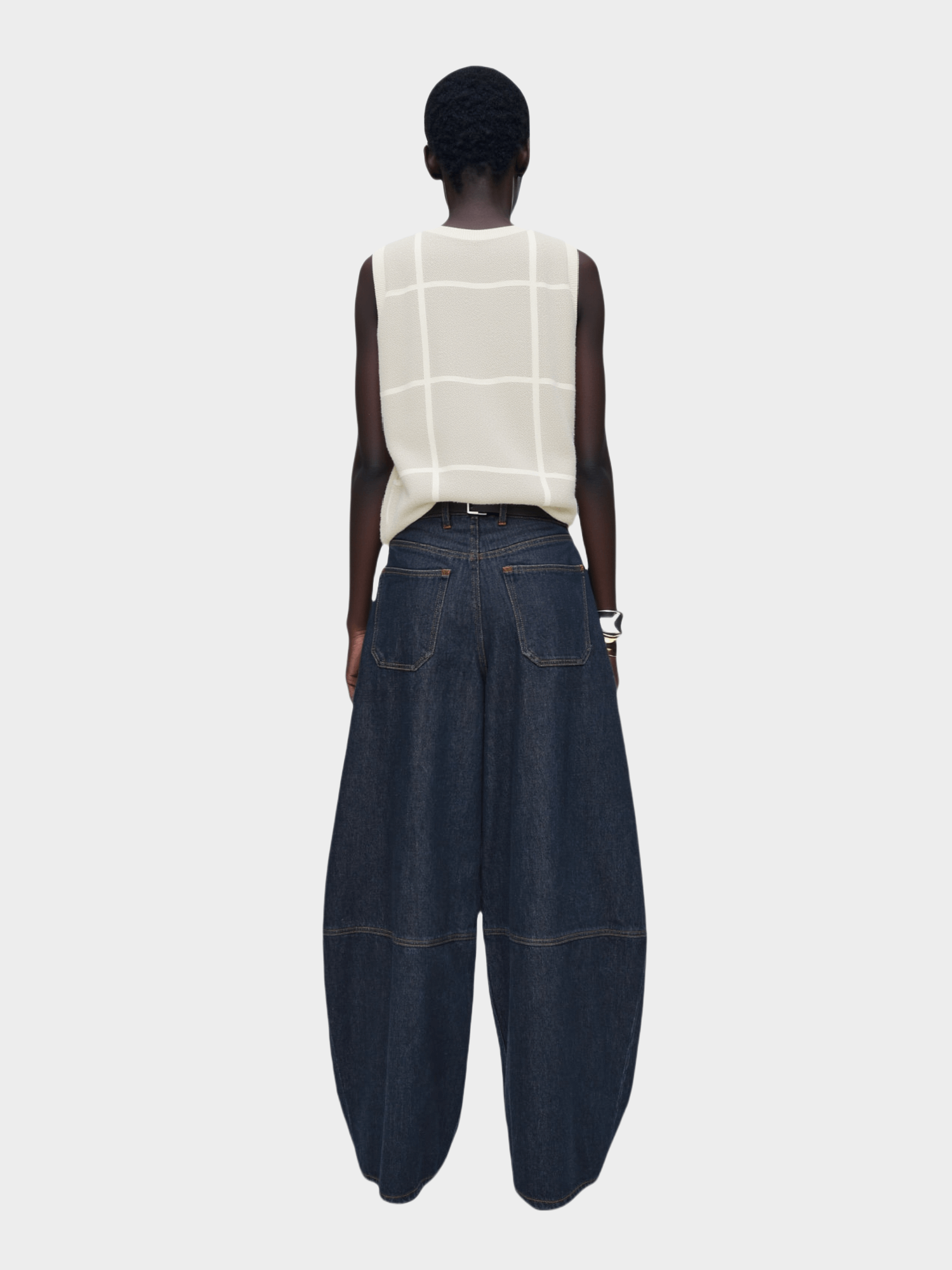 White Grid - Patterned Knit Vest