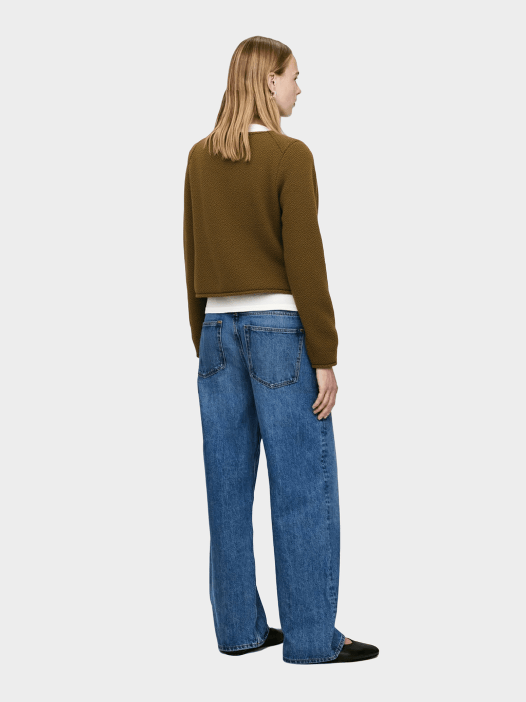 Olive Green Cropped Knit Sweater