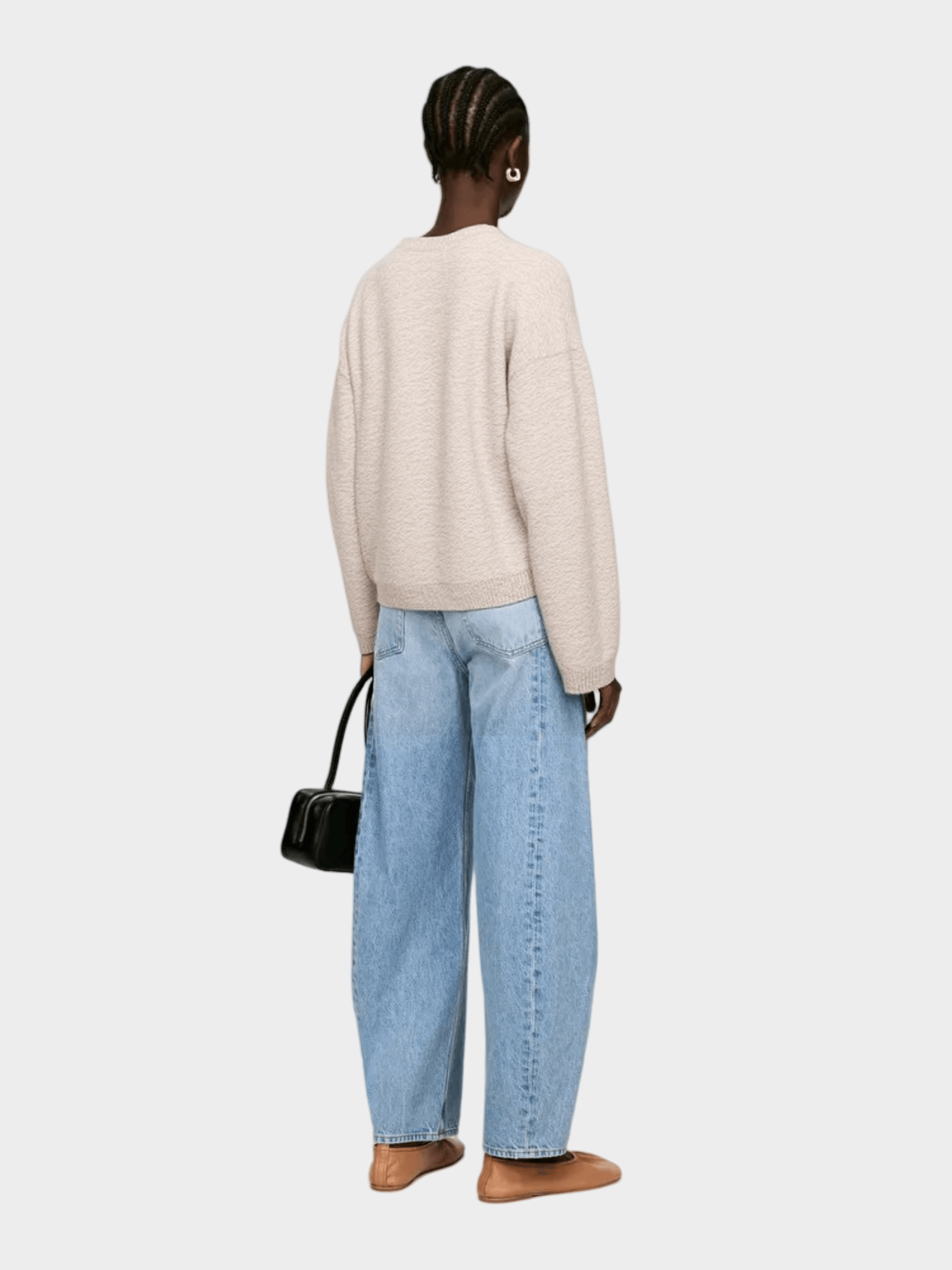 Beige Oversized Crew - Neck Sweater