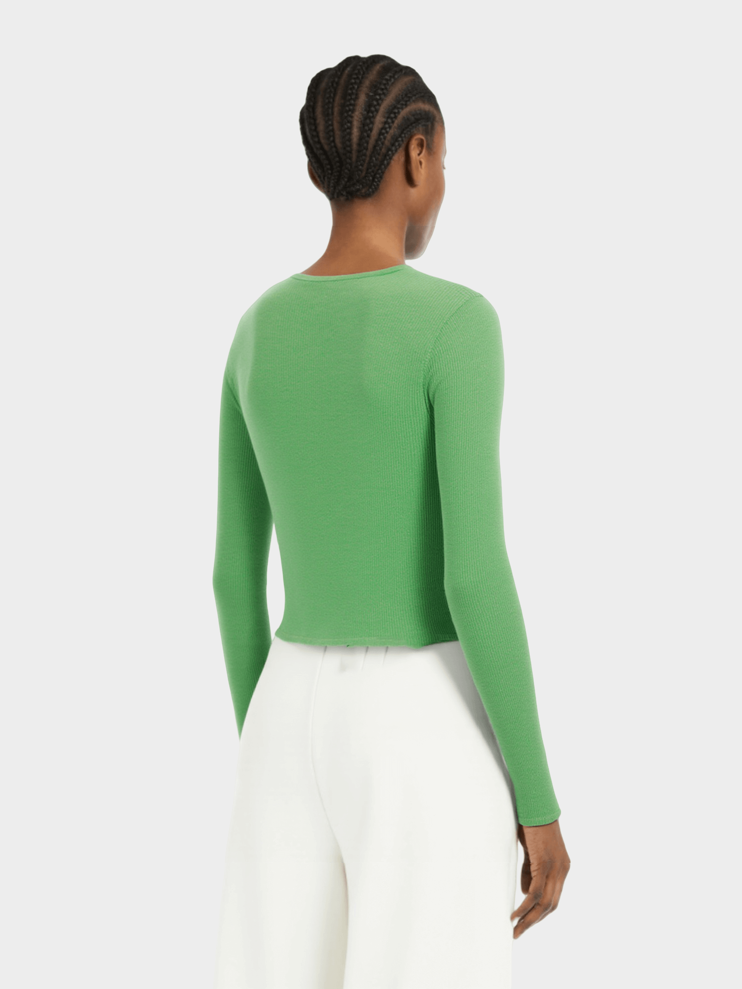 Green Asymmetric Button - Up Knit Top