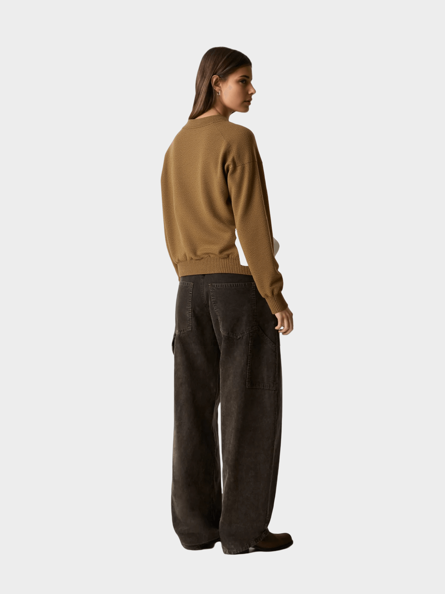 Brown Polo - Neck Knit Sweater