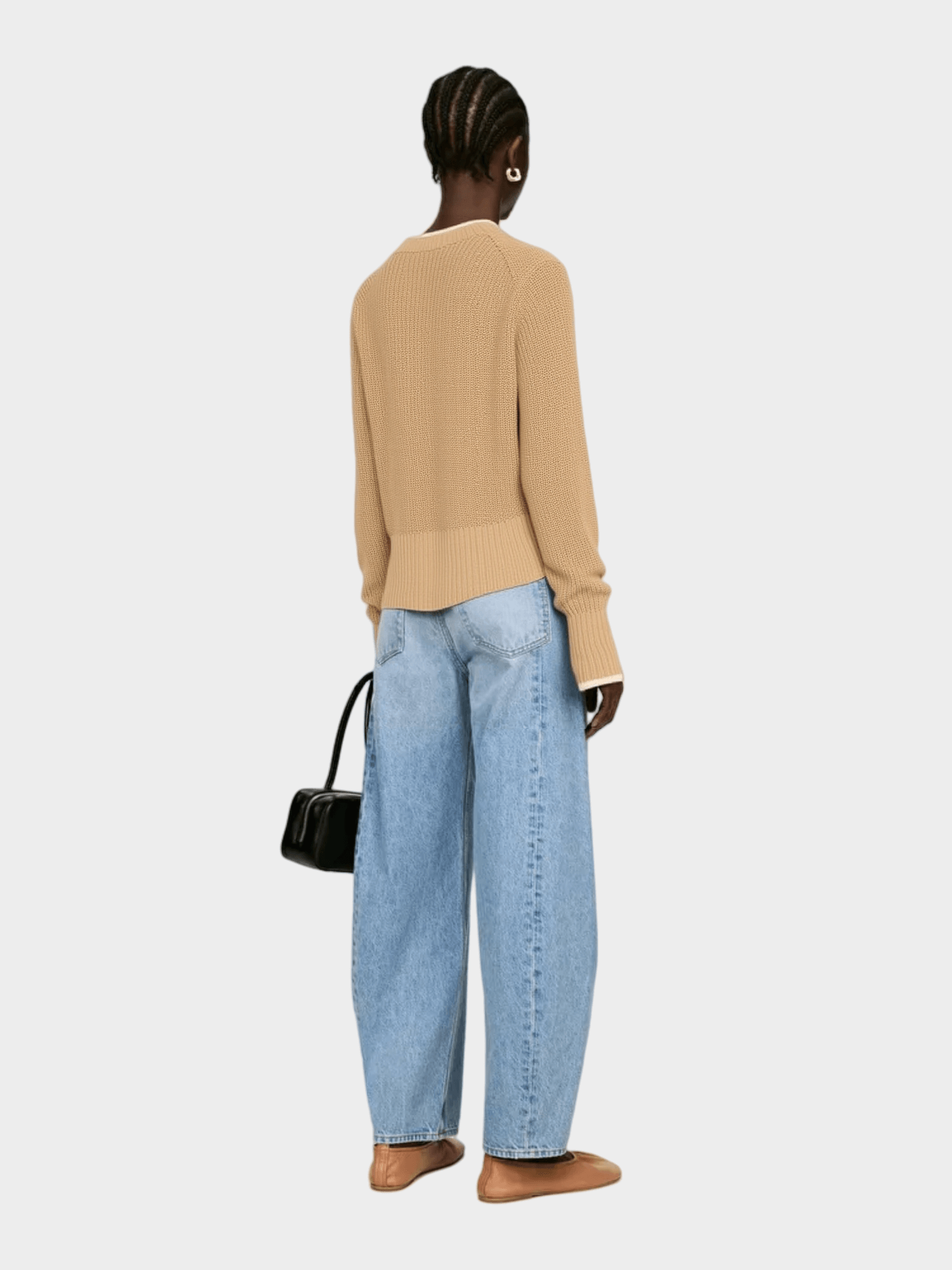 Beige Contrast - Trim V - Neck Cardigan