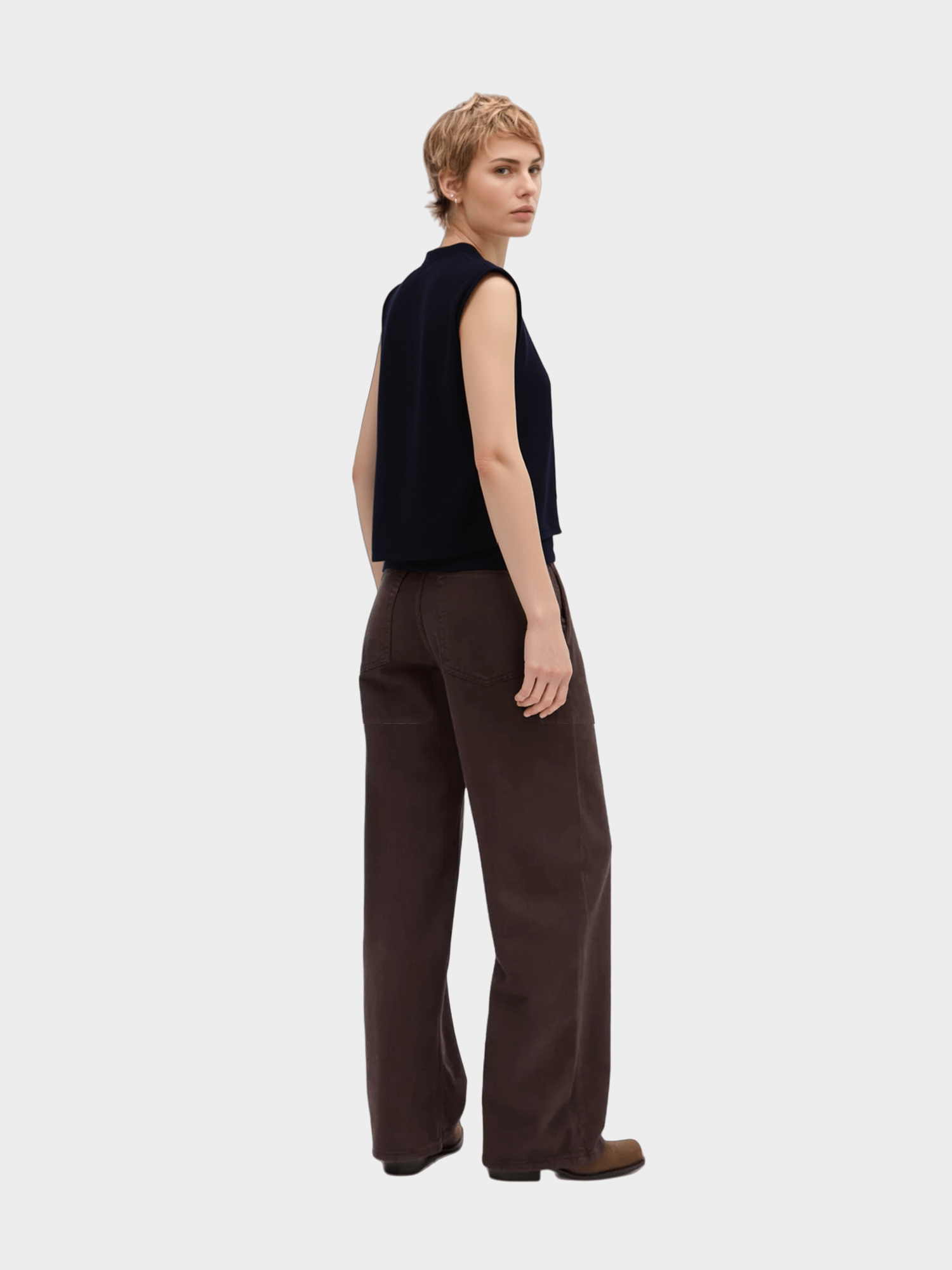 Black Mock Neck Sleeveless Top