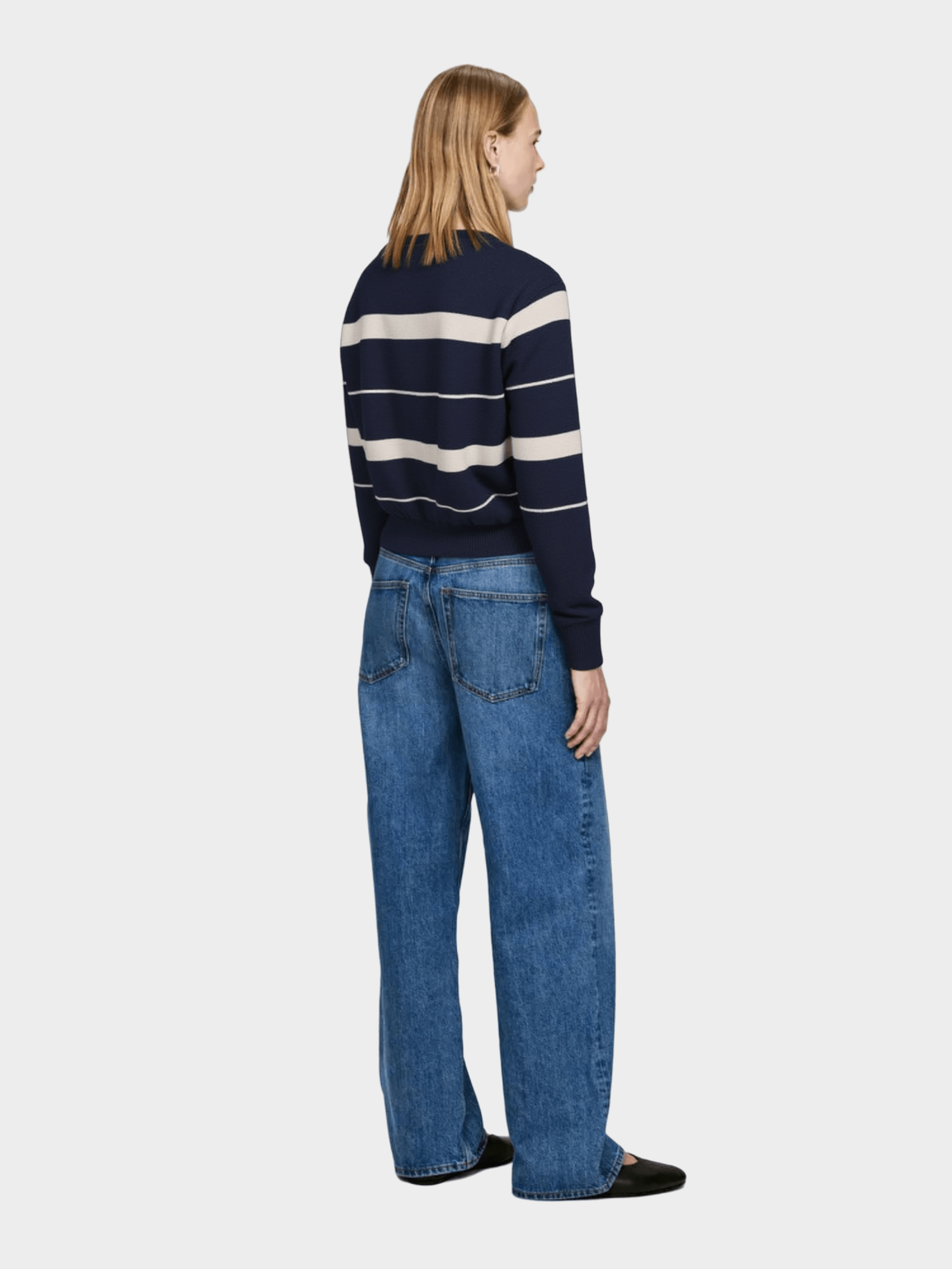 Navy Blue and White Striped Sweater