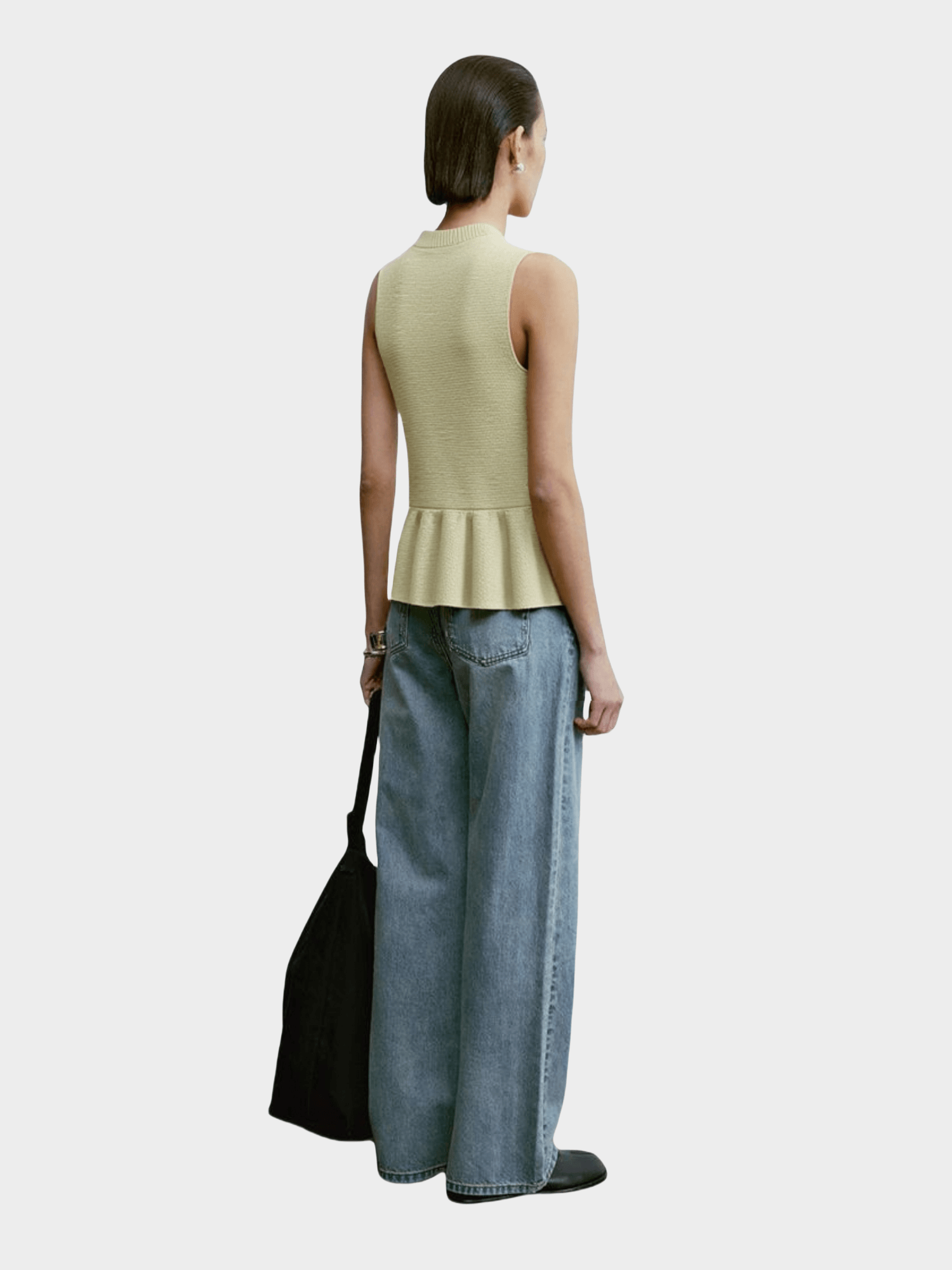 Beige Peplum - Hem Knit Vest