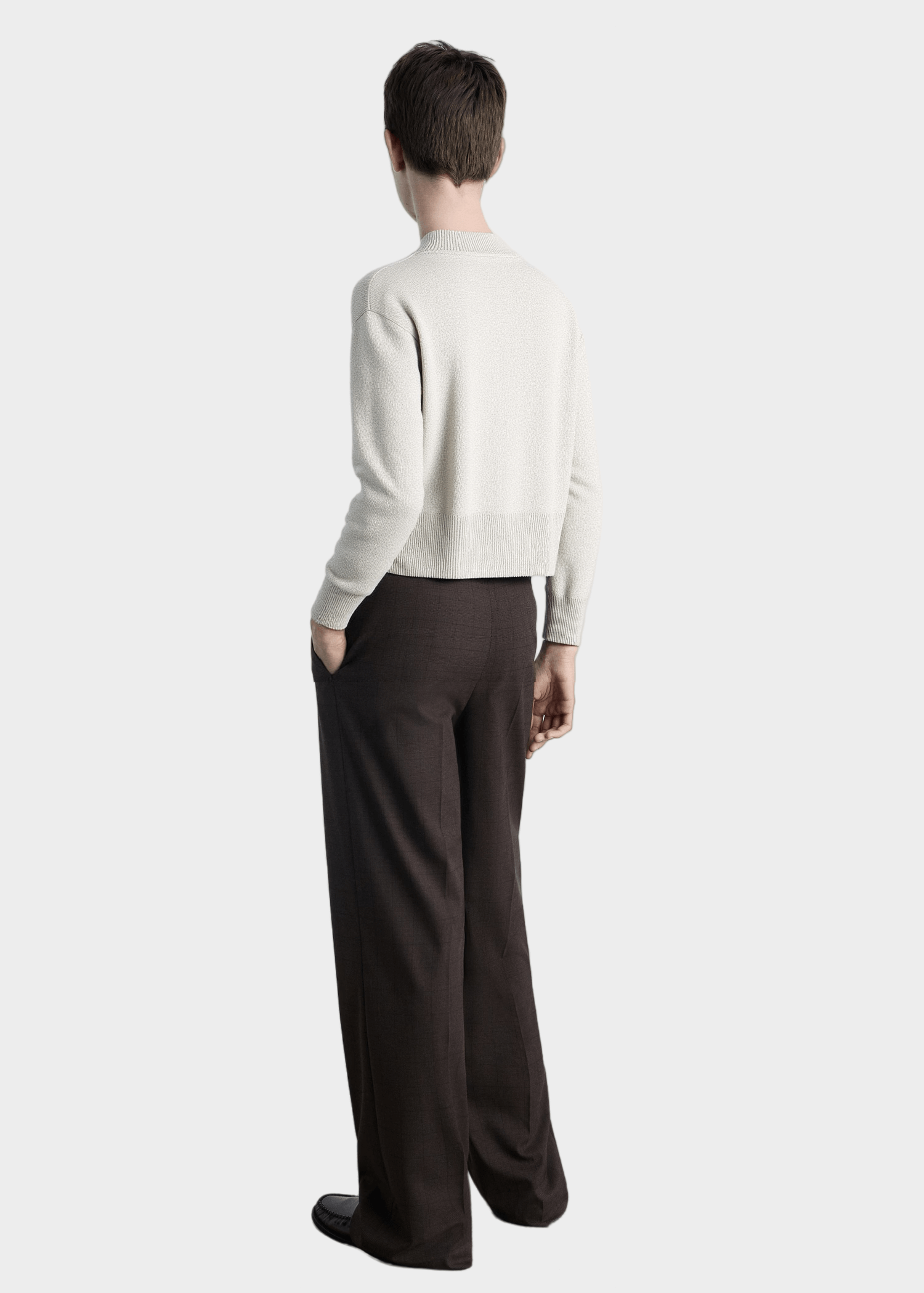 Light Grey Polo - Neck Knit Sweater