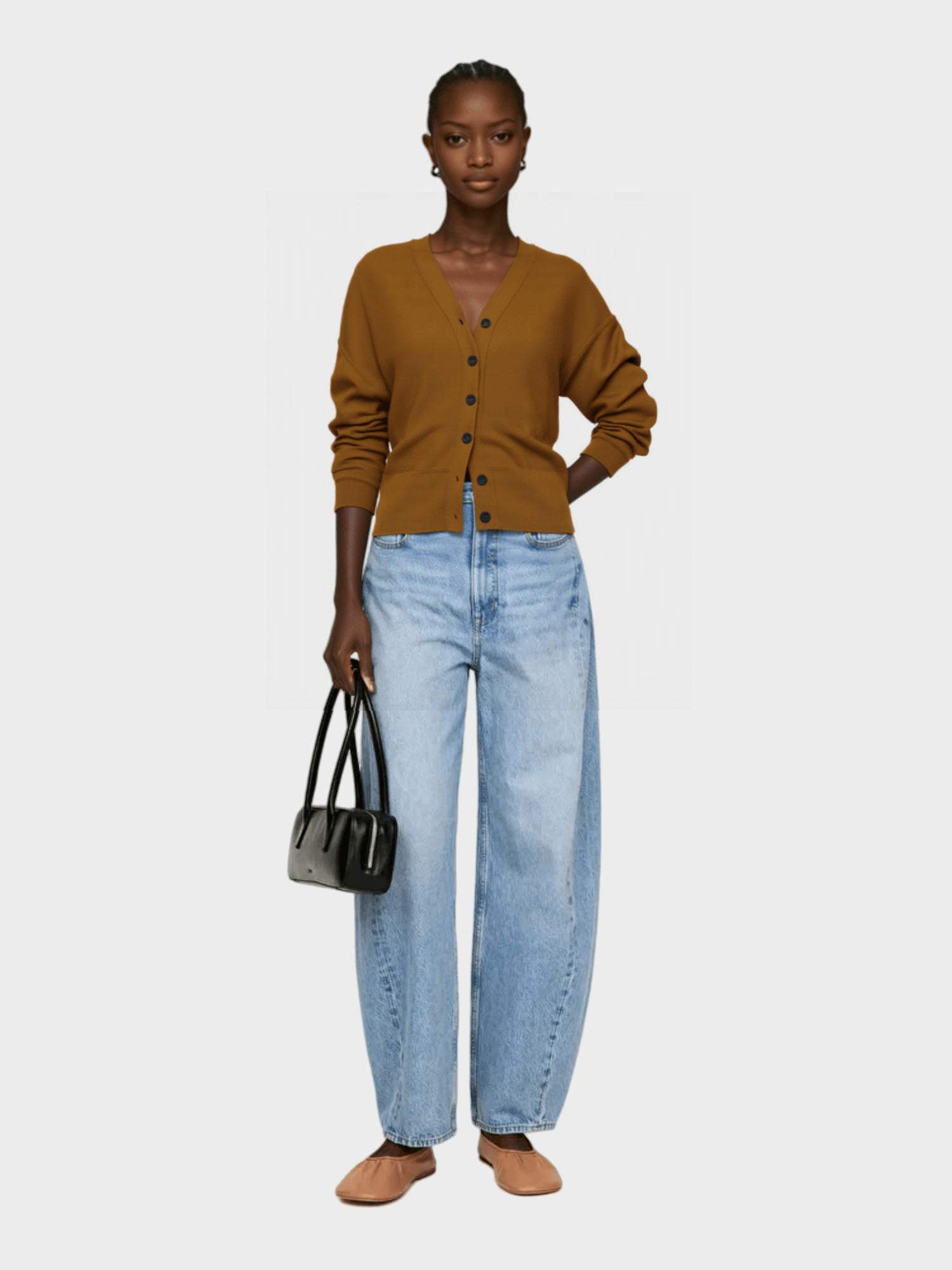 Brown V - Neck Button - Up Cardigan