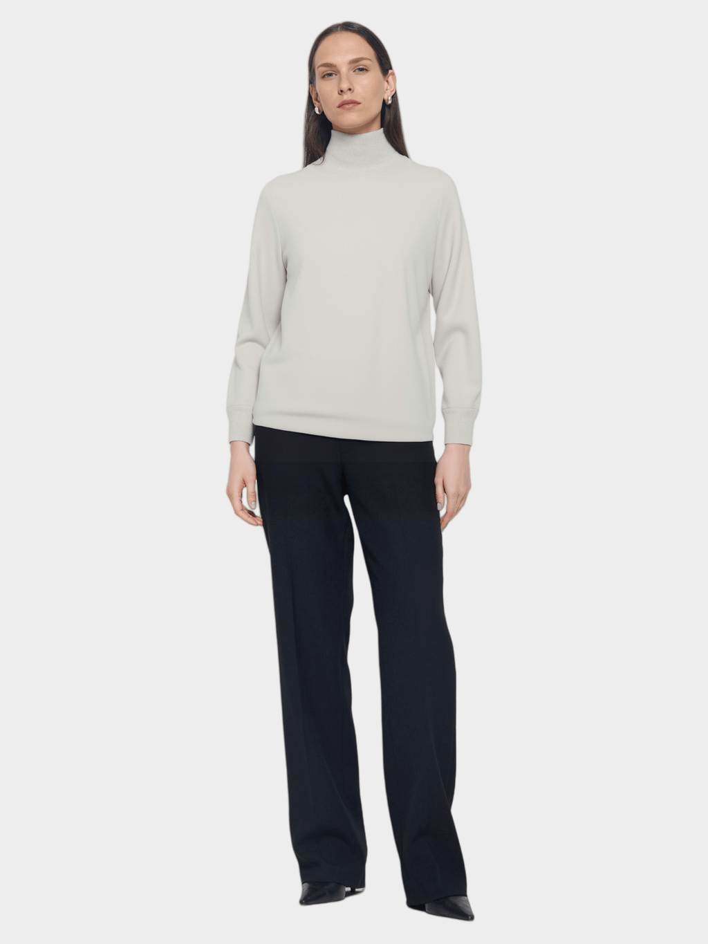 Light Grey Turtleneck Knit Sweater