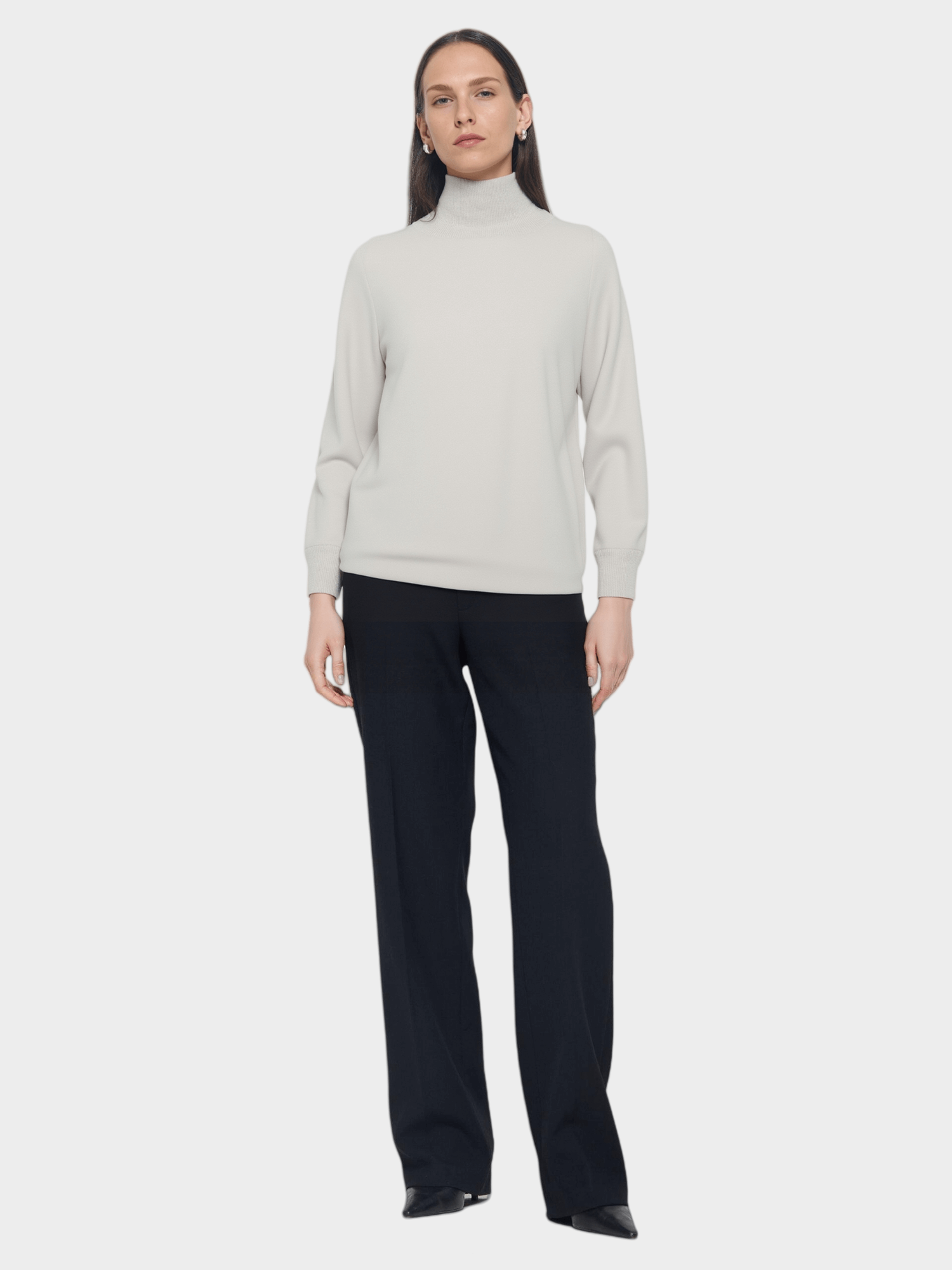 Light Grey Turtleneck Knit Sweater