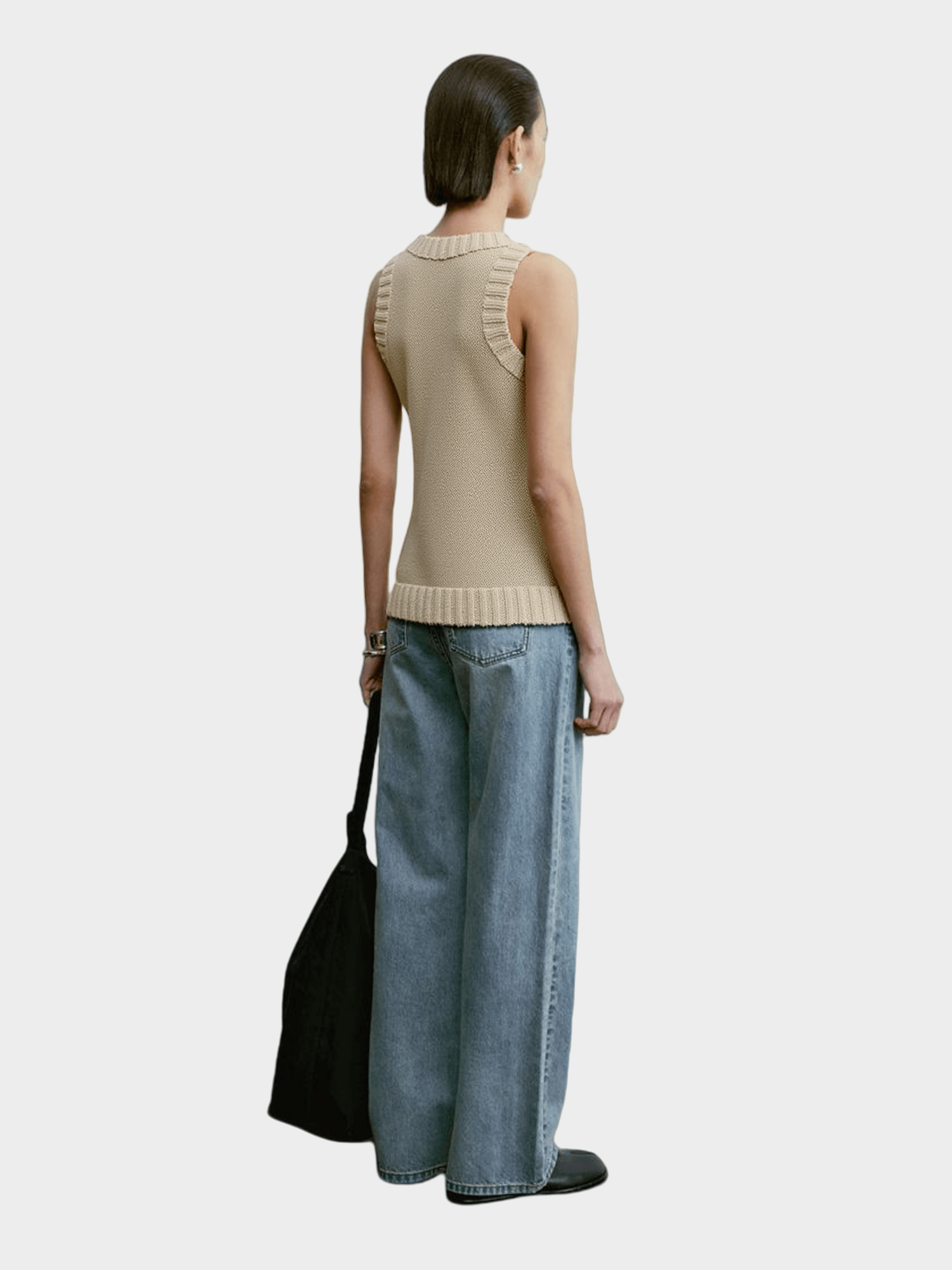 Beige Halter - Neck Knit Top