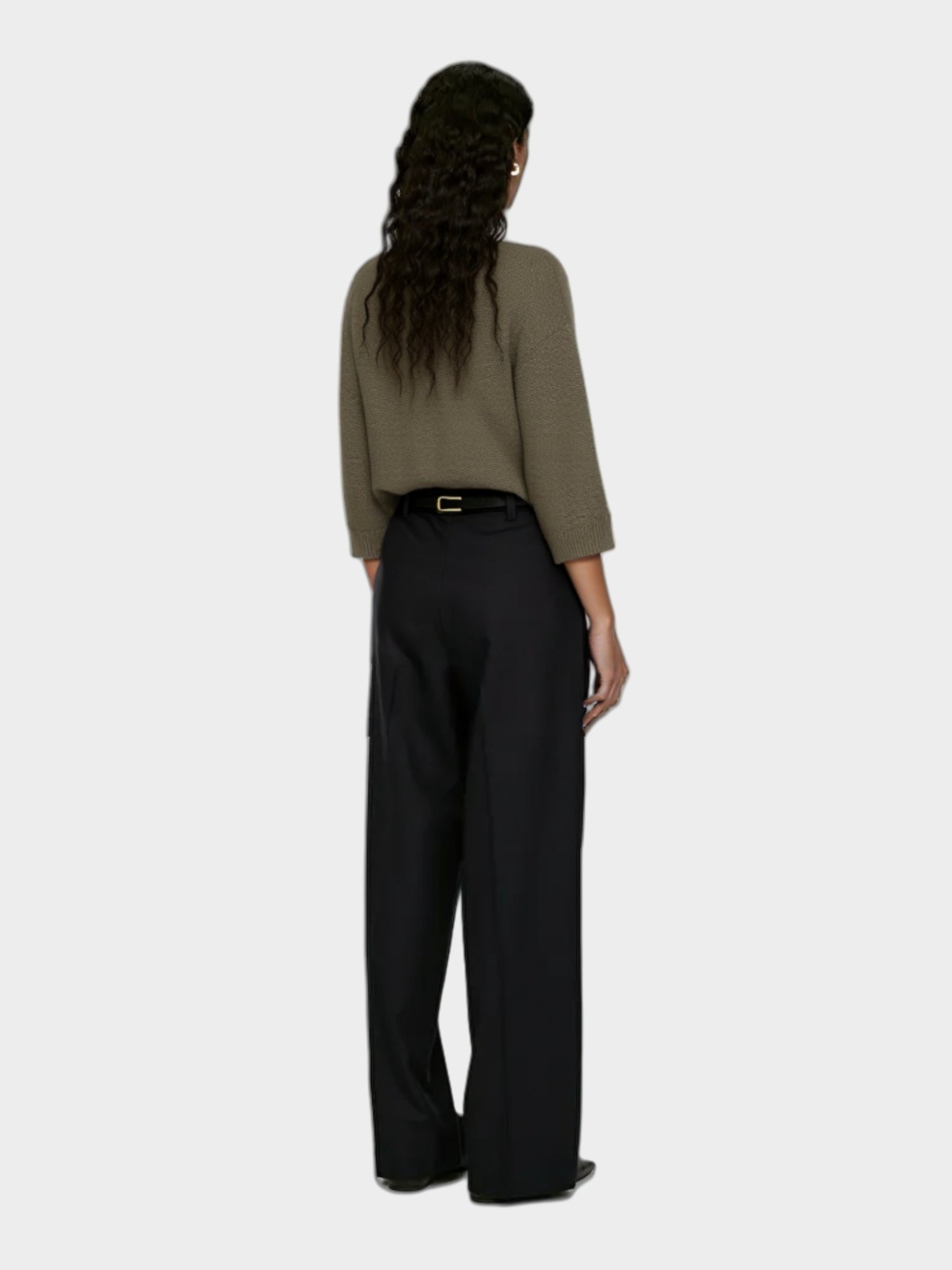 Olive Green Textured Knit Sweater