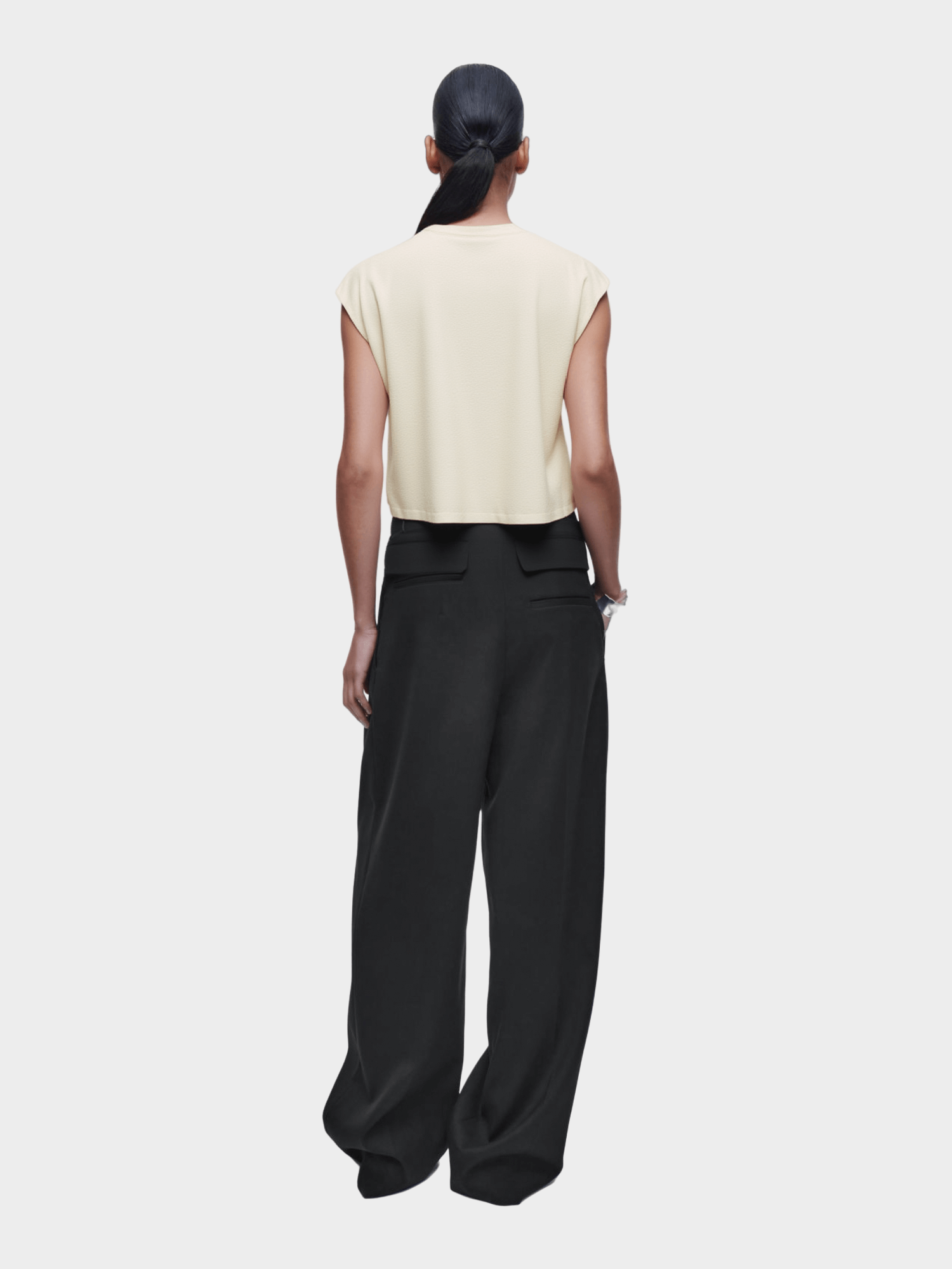 Cream - Colored Asymmetric Button - Up Vest