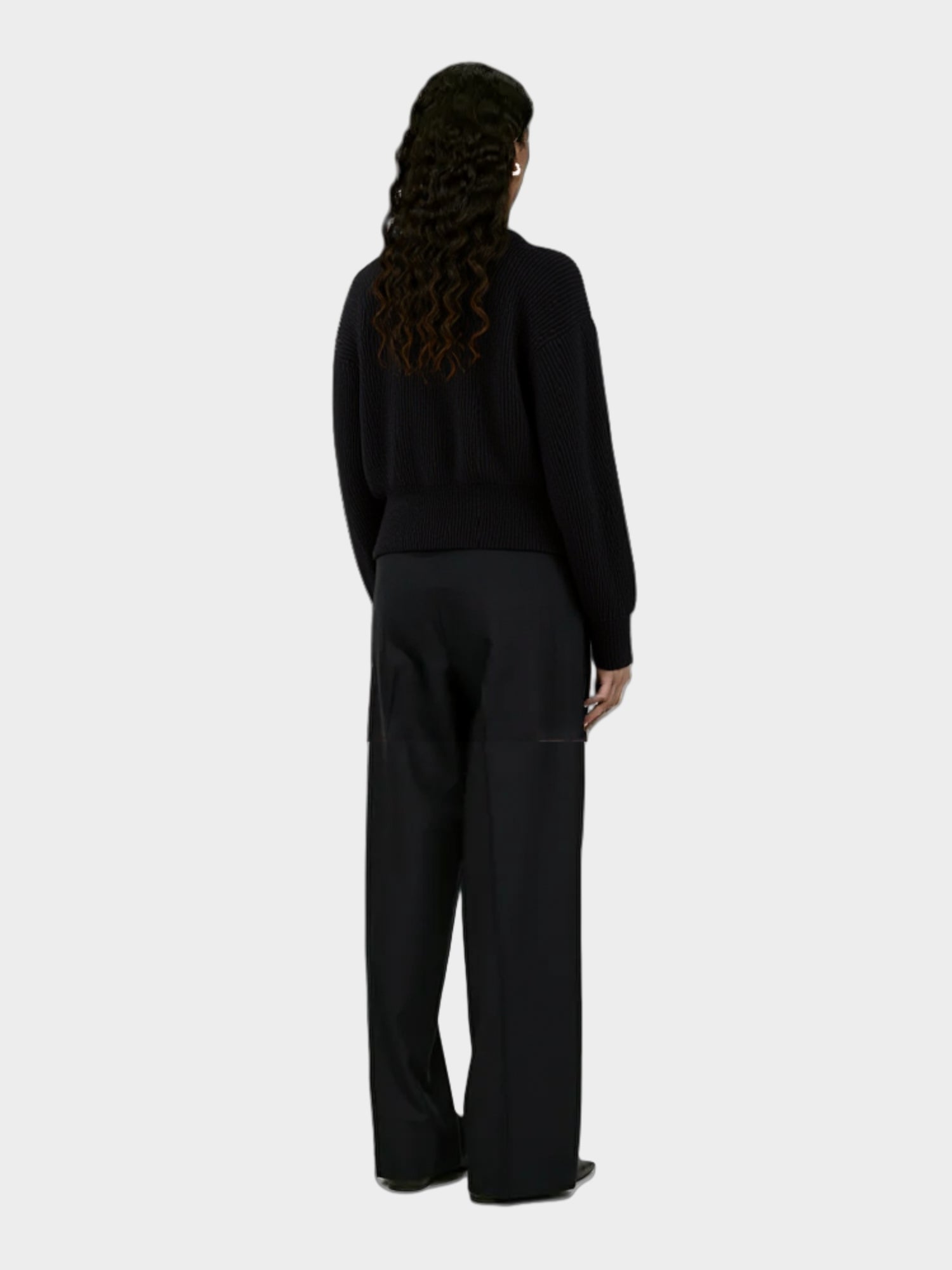 Black Ribbed Half - Zip Sweater