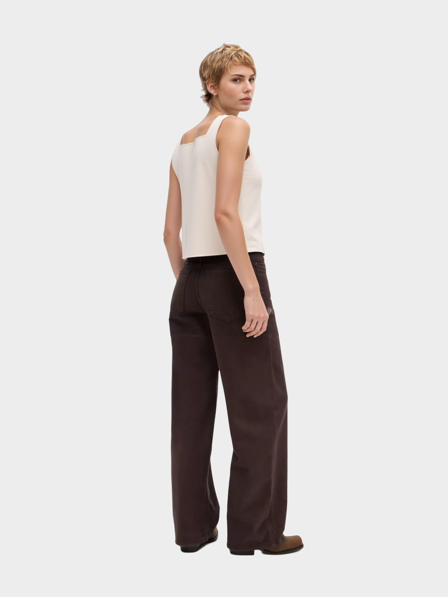 White Asymmetric Hem Knit Top