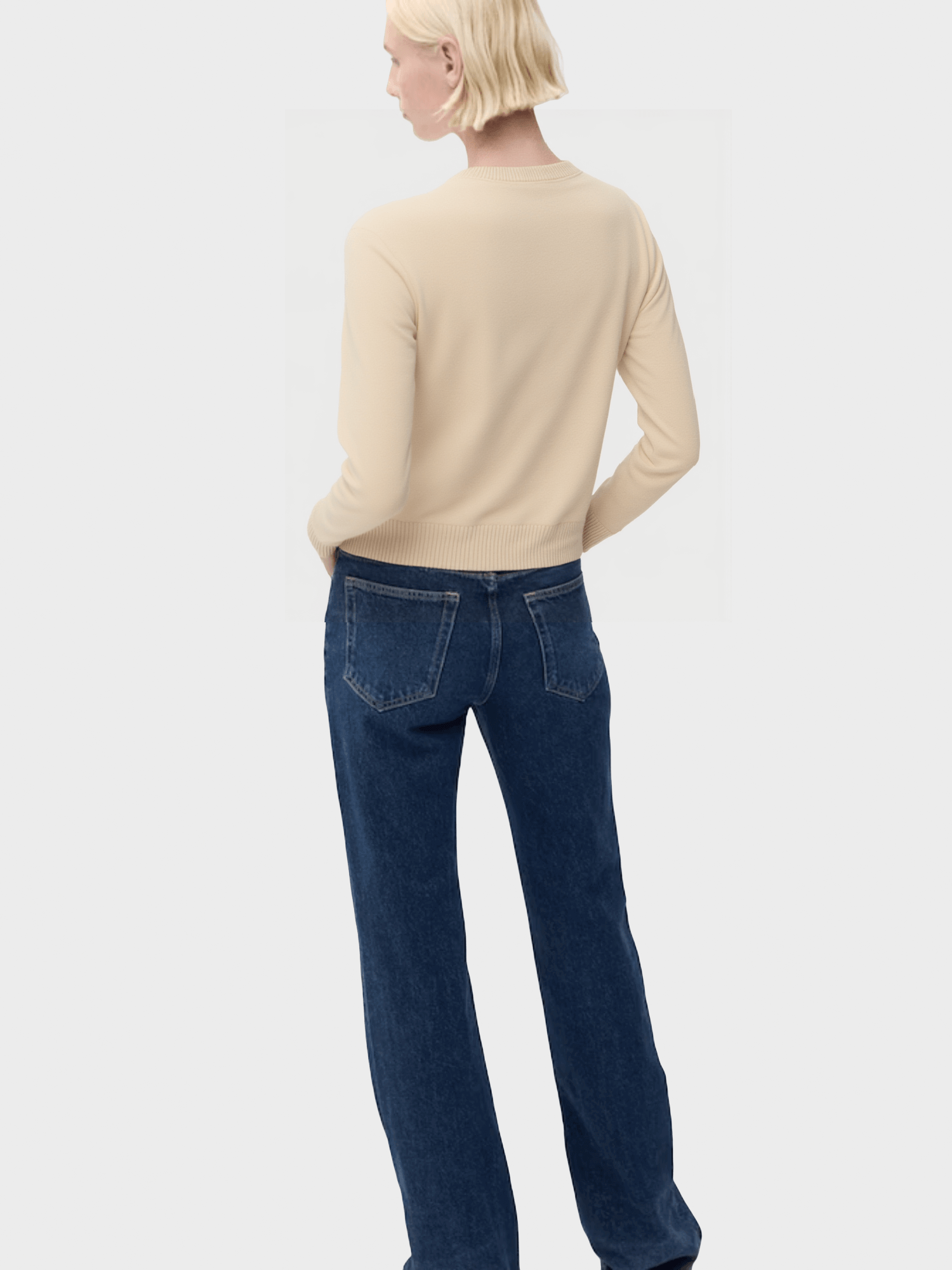 Beige Crew - Neck Knit Sweater