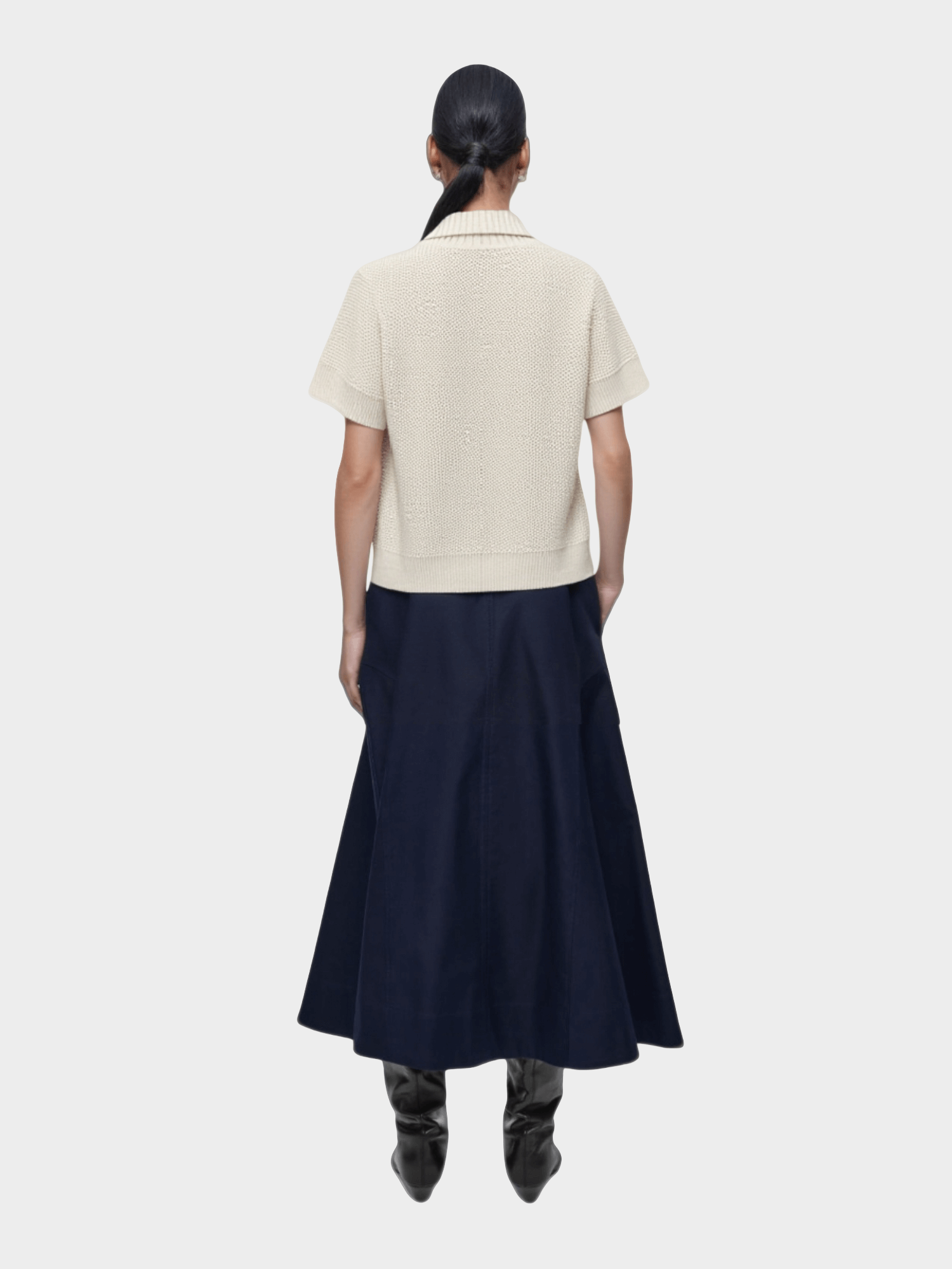 Beige Knit Polo Shirt