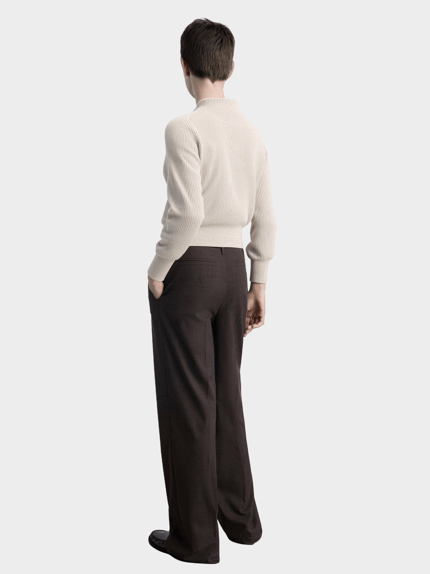 Beige Contrast - Pocket Knit Bomber Jacket