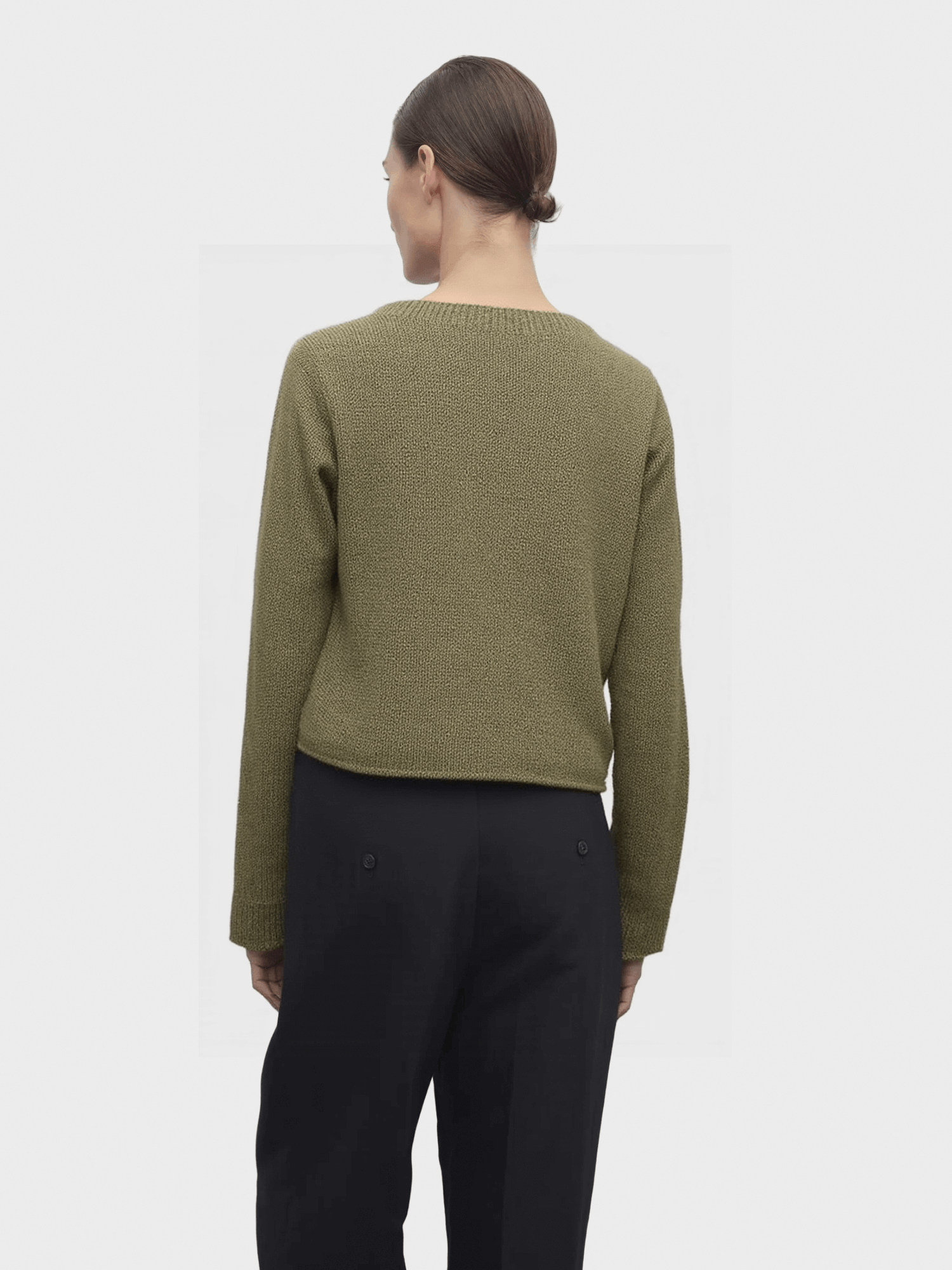 Olive Green Boat - Neck Knit Sweater