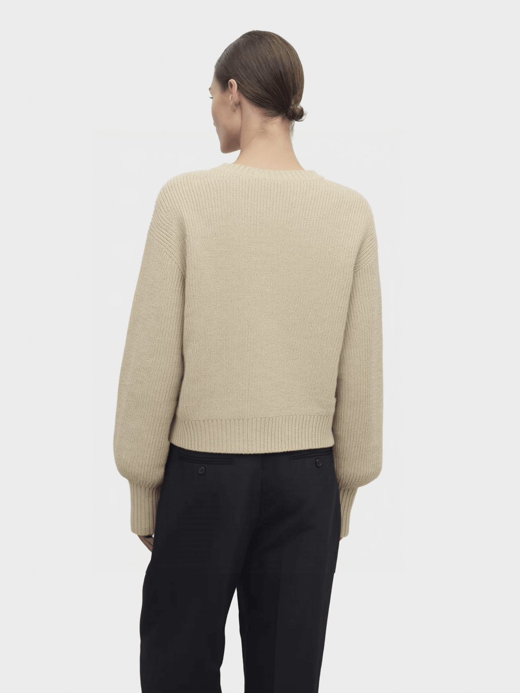 Beige Cut - Out Shoulder Knit Sweater