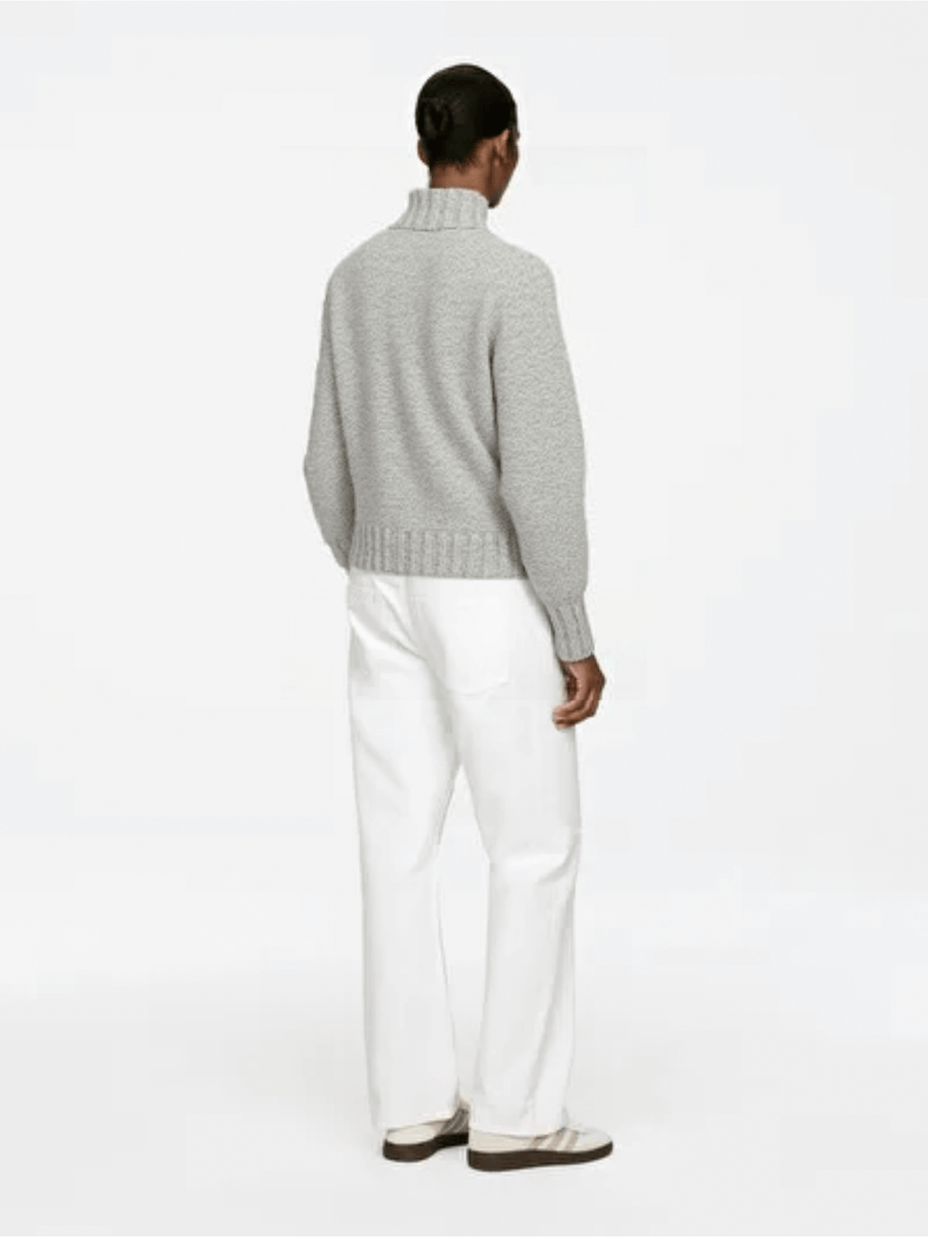 Light Grey Turtleneck Knit Sweater