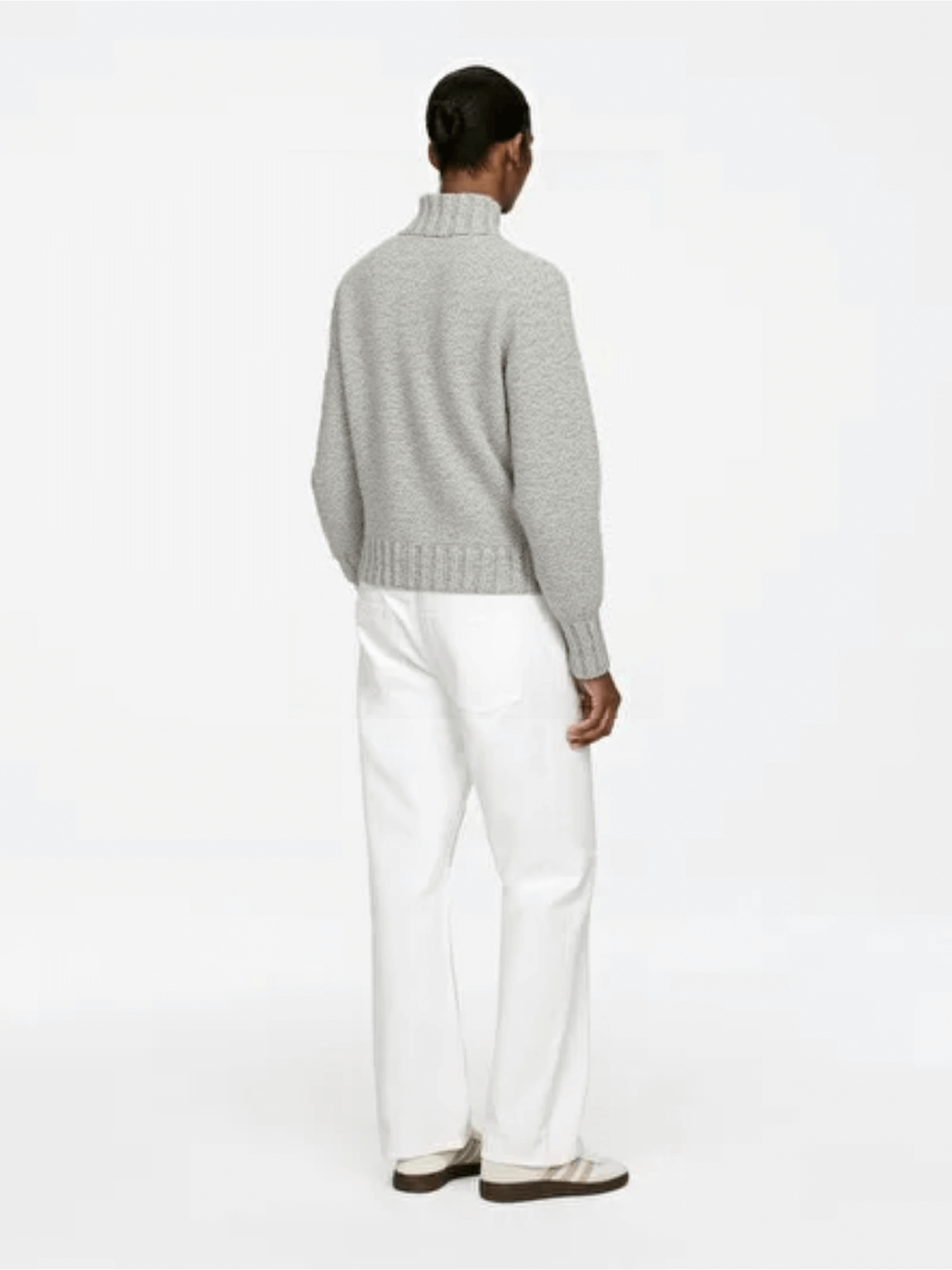 Light Grey Turtleneck Knit Sweater